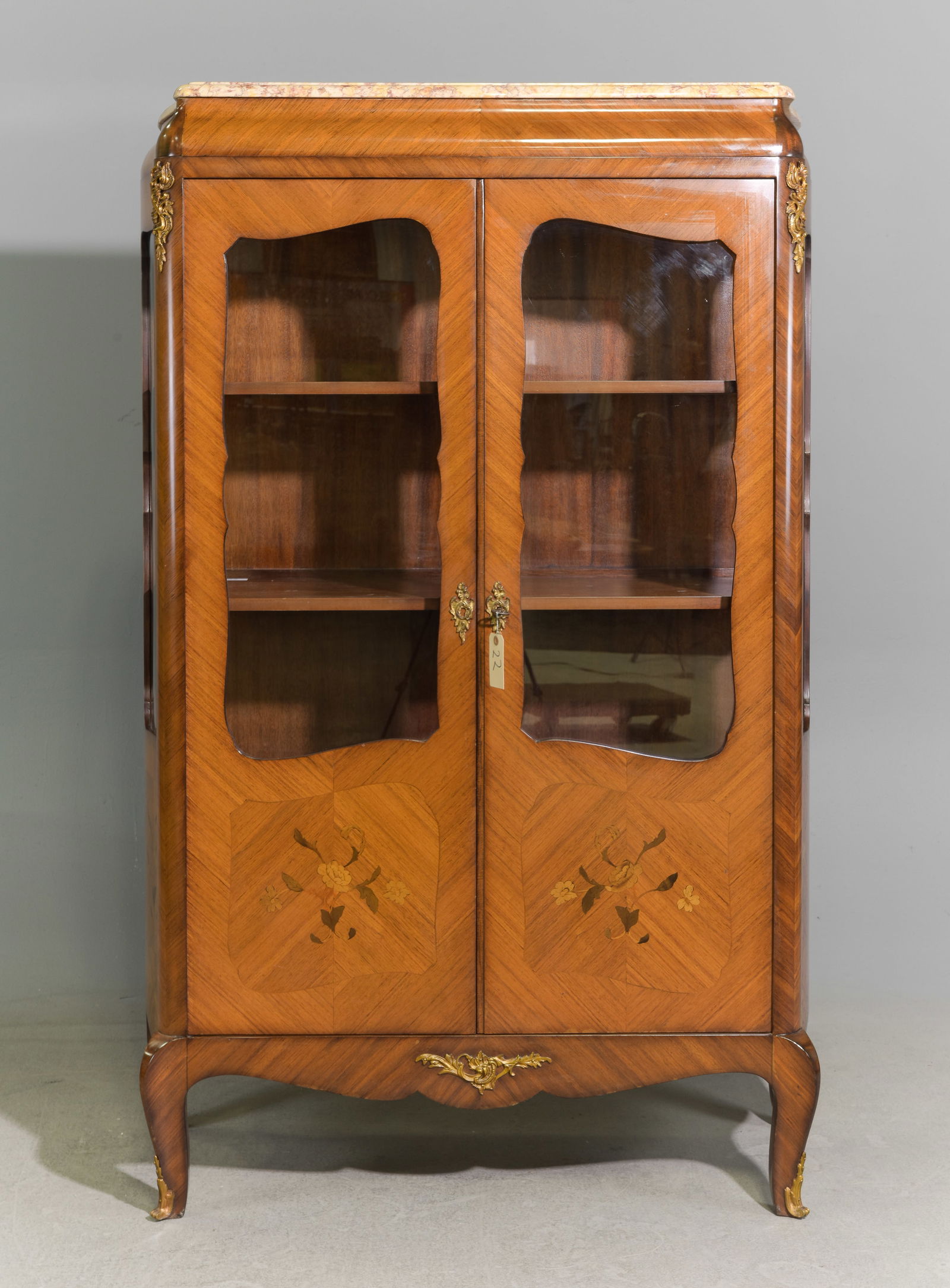 Louis XV Style Marble Top Showcase / China Cabinet (1 of 10)
