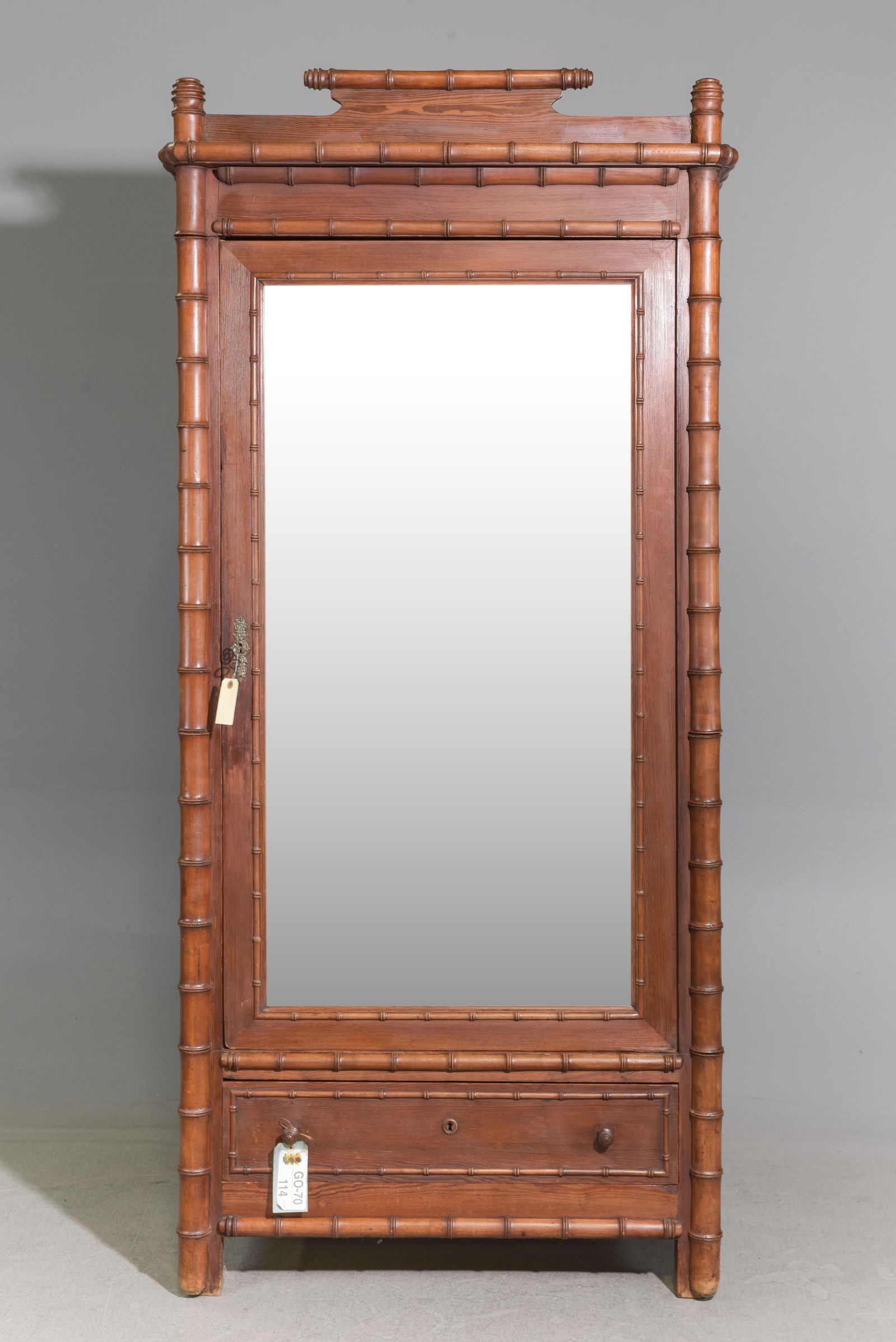 Faux Bamboo Mirror Door Armoire / Robe (1 of 8)