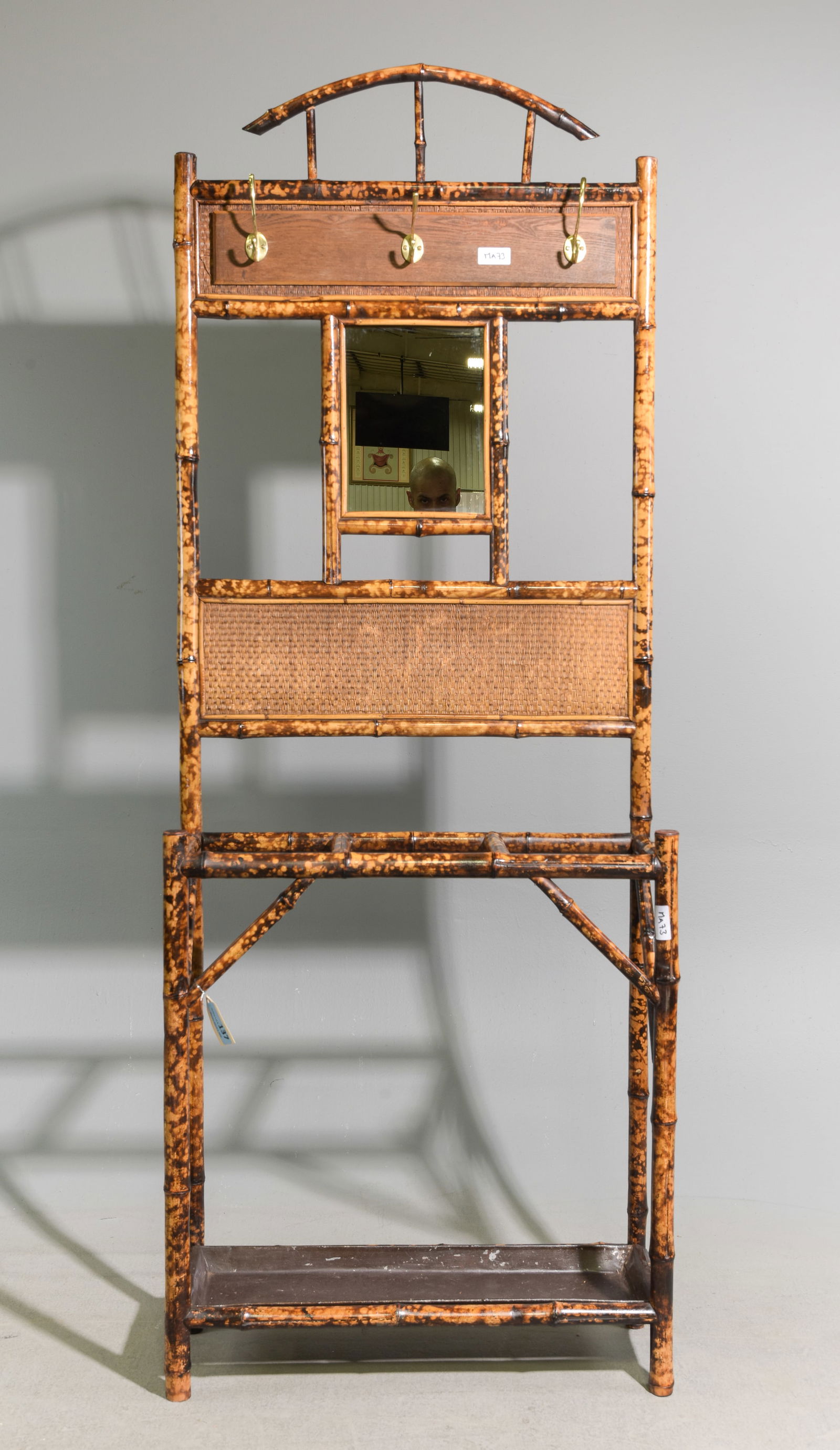 Bamboo Mirror Back Hall Stand: Bamboo Mirror Back Hall Stand - 78 in tall x 30 x 10.5