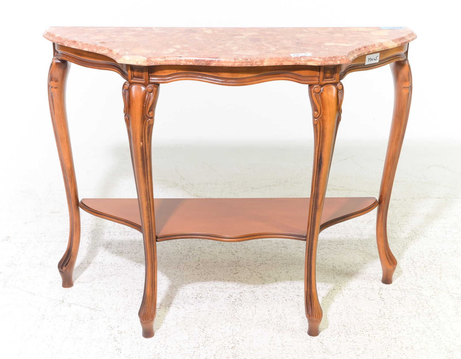 Walnut Red Marble Top Hall Table / Console (1 of 4)