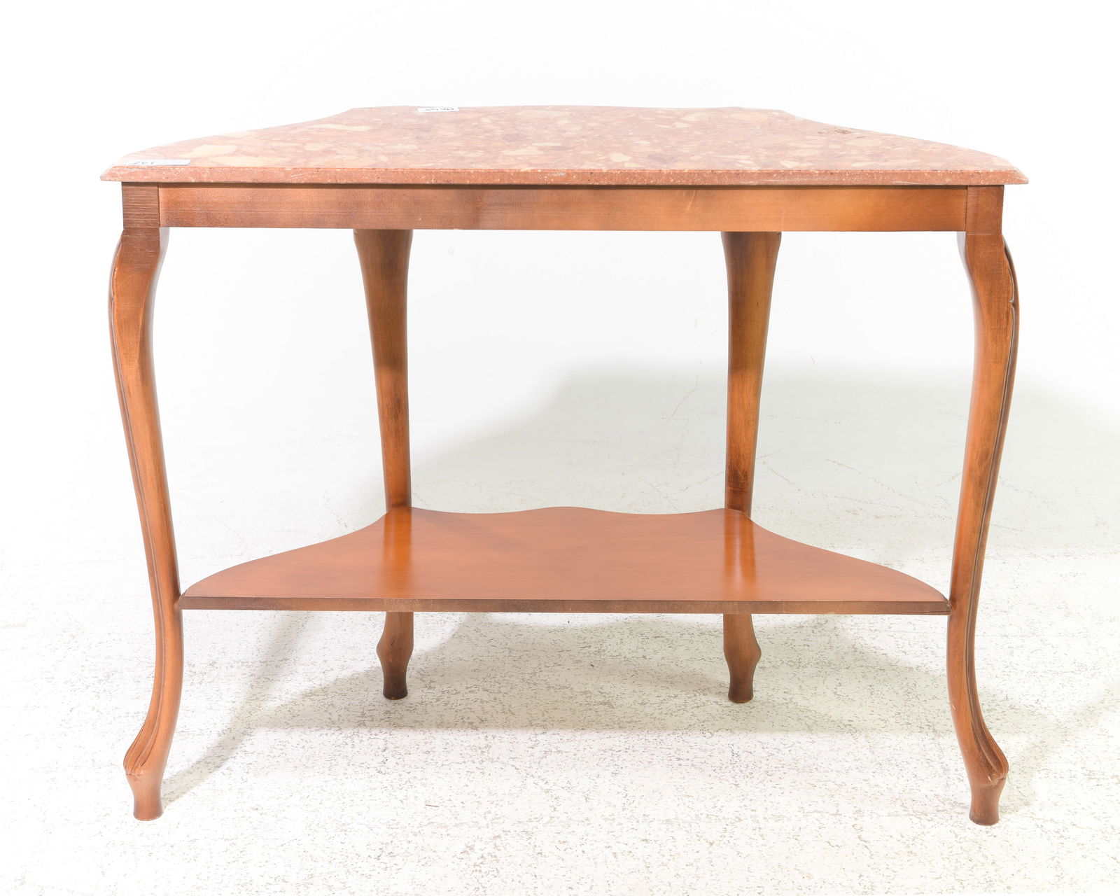 Walnut Red Marble Top Hall Table / Console - 4