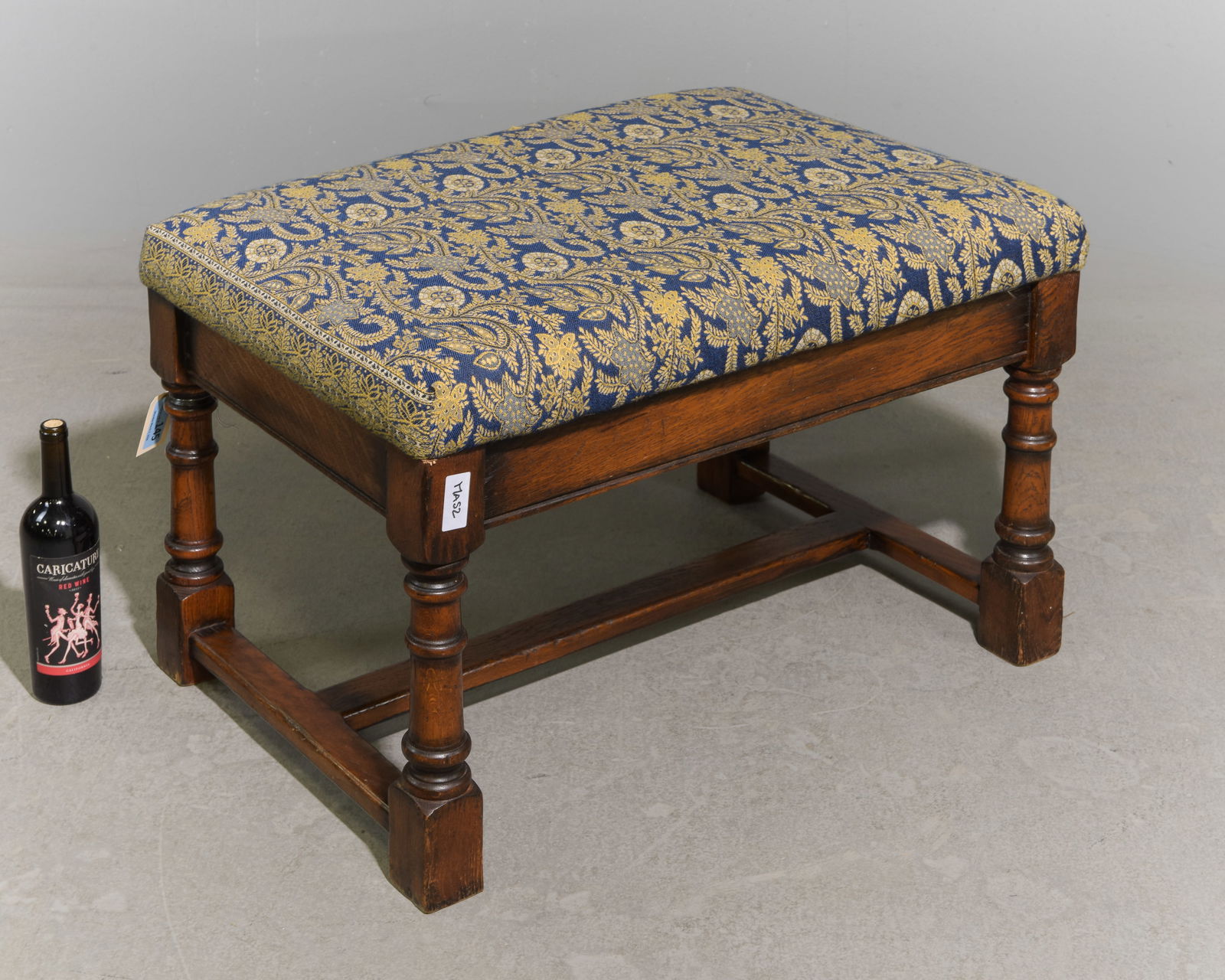 English Oak Upholstered Stool / Ottoman (1 of 4)