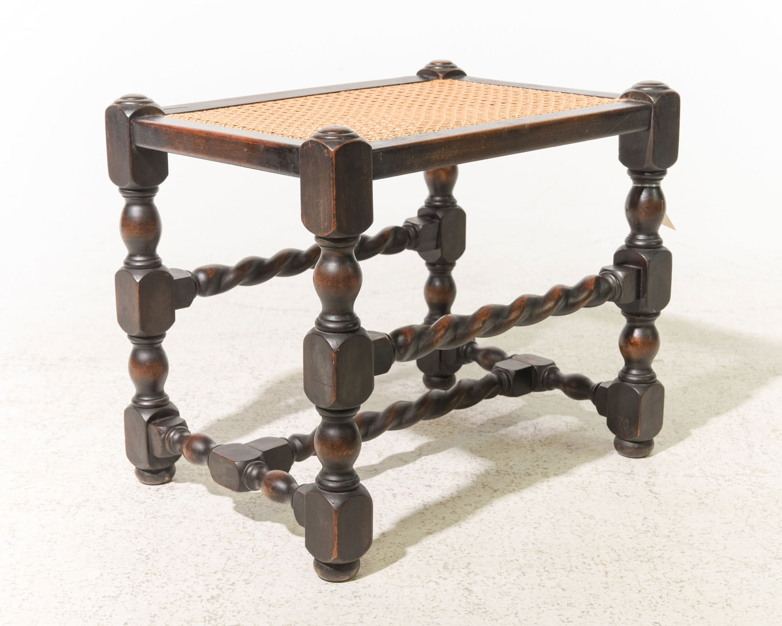 British Oak Barley Twist Caned Stool (1 of 2)