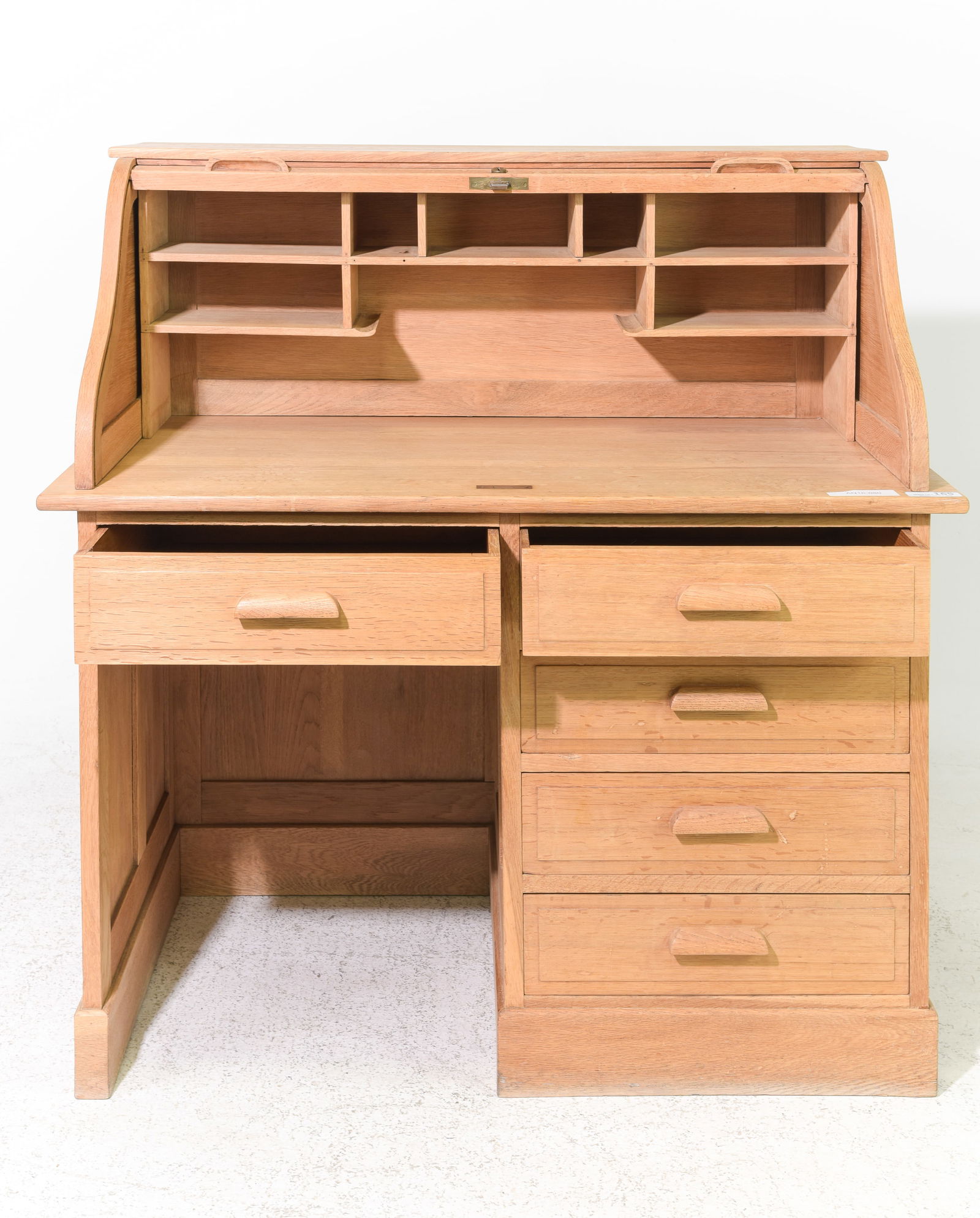 Danish Oak Scroll Top Desk - 2