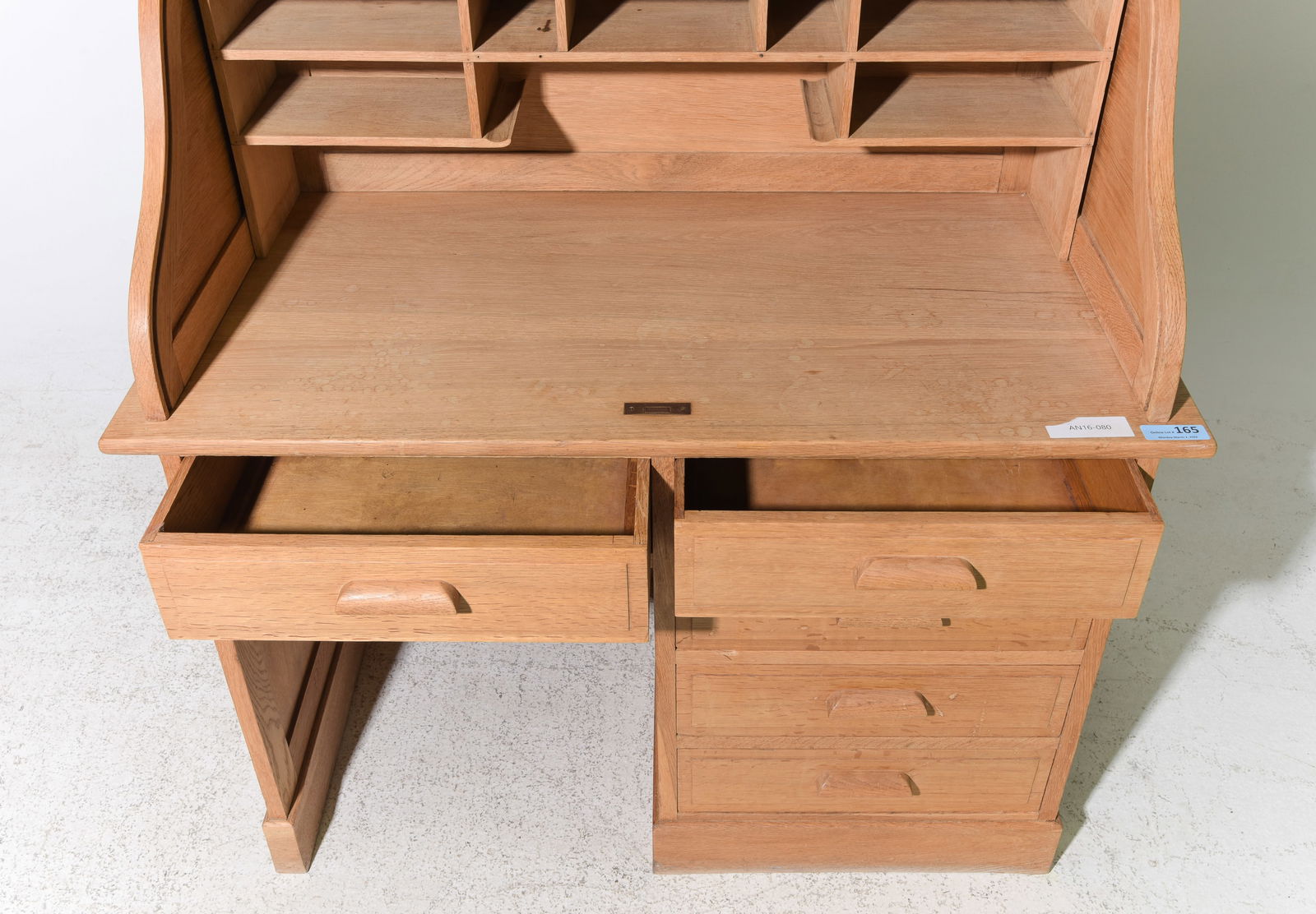 Danish Oak Scroll Top Desk - 3