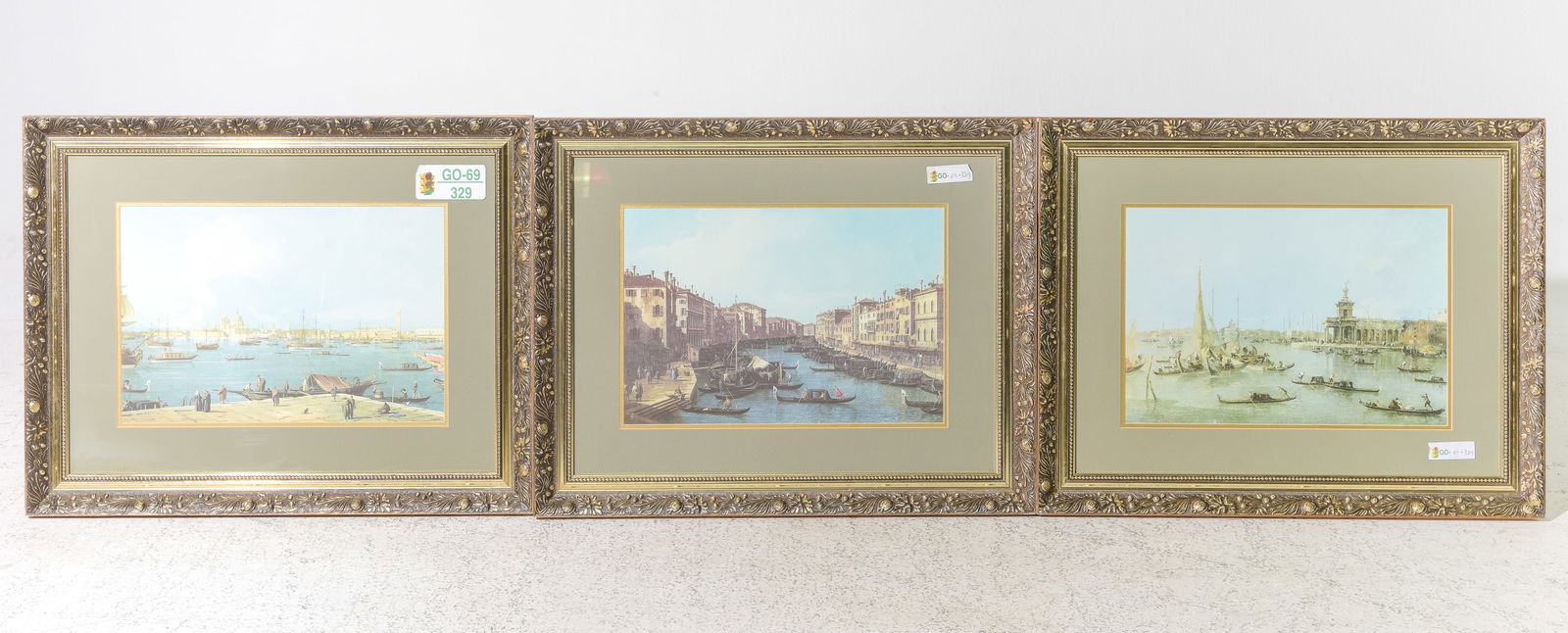3 Gold Framed Cityscape Prints of Italy: 3 Gold Framed Cityscape Prints of Italy - 23 in tall x 29 x 1.5 each