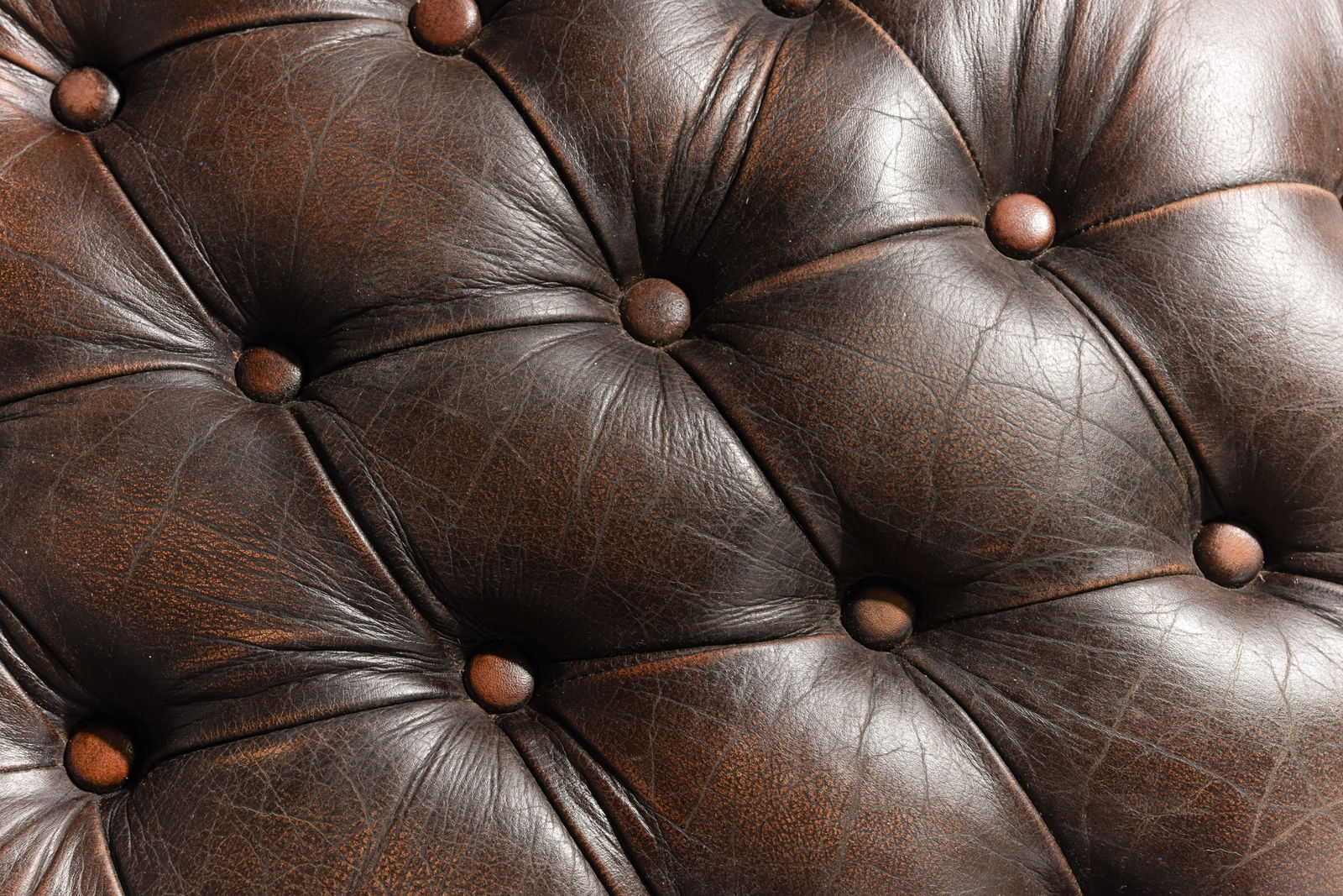 British Brown Leather Button Tufted Stool - 3