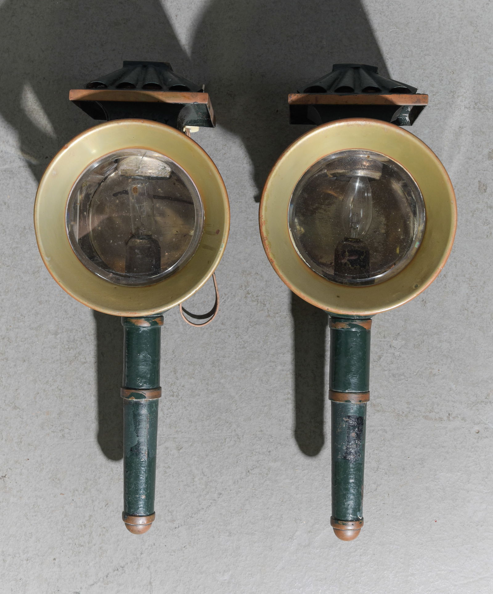 French Pair of Carriage Lamps: French Pair of Carriage Lamps - 19.5 in tall x 7 x 8 each
