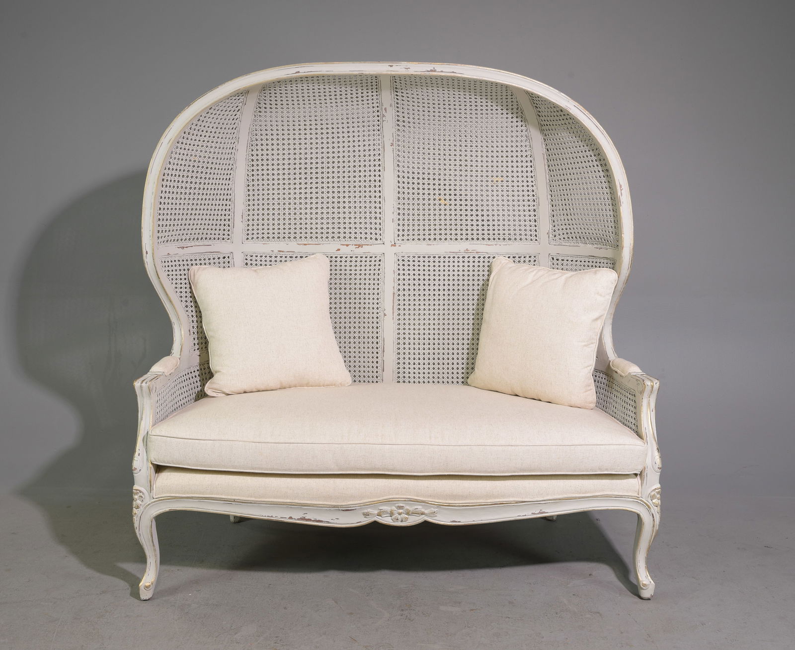 French Style Painted Double Caned Balloon Settee (1 of 6)