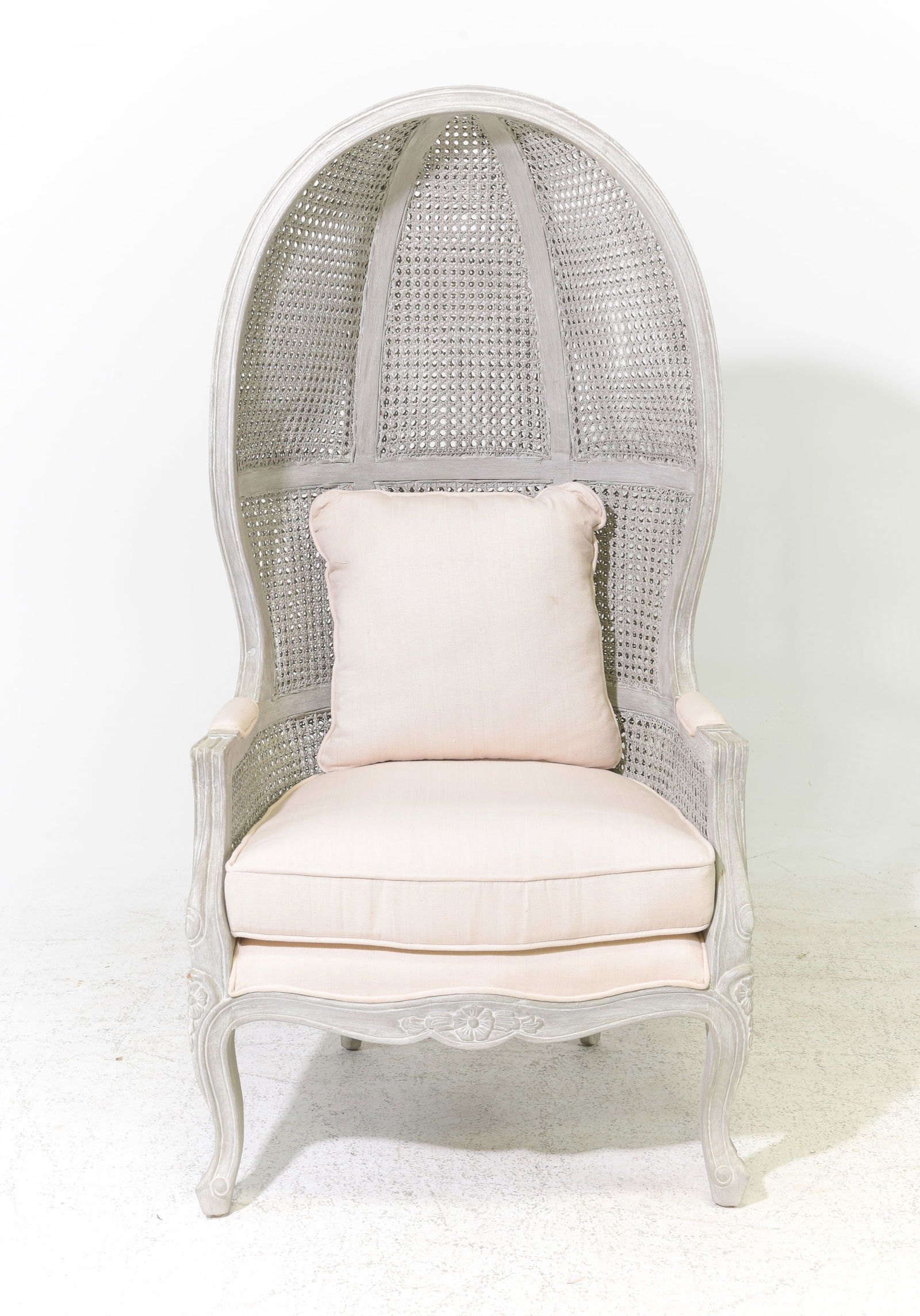 French Style Painted Double Caned Balloon Chair: French Style Painted Double Caned Balloon Porters Chair - 59 in tall x 29 x 24 with a seat height of 19 inches