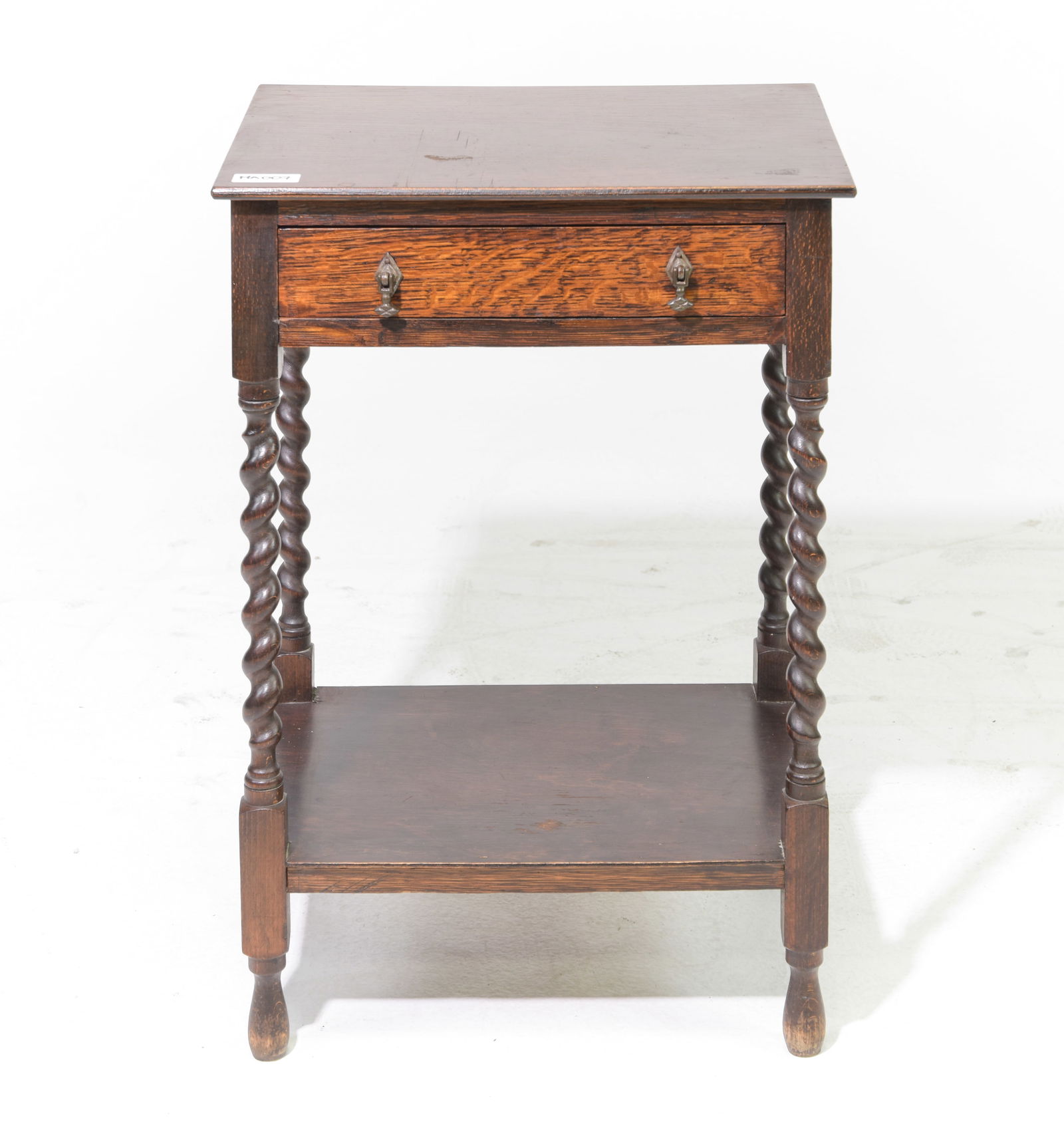 British Oak Barley Twist Single Drawer Side Table (1 of 3)