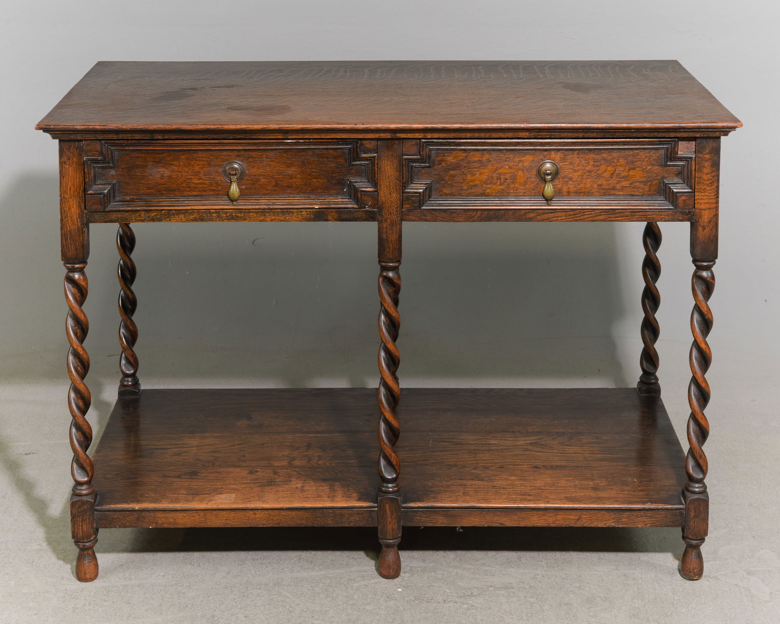 Jacobean Oak Barley Twist Hall Table with Drawers (1 of 6)