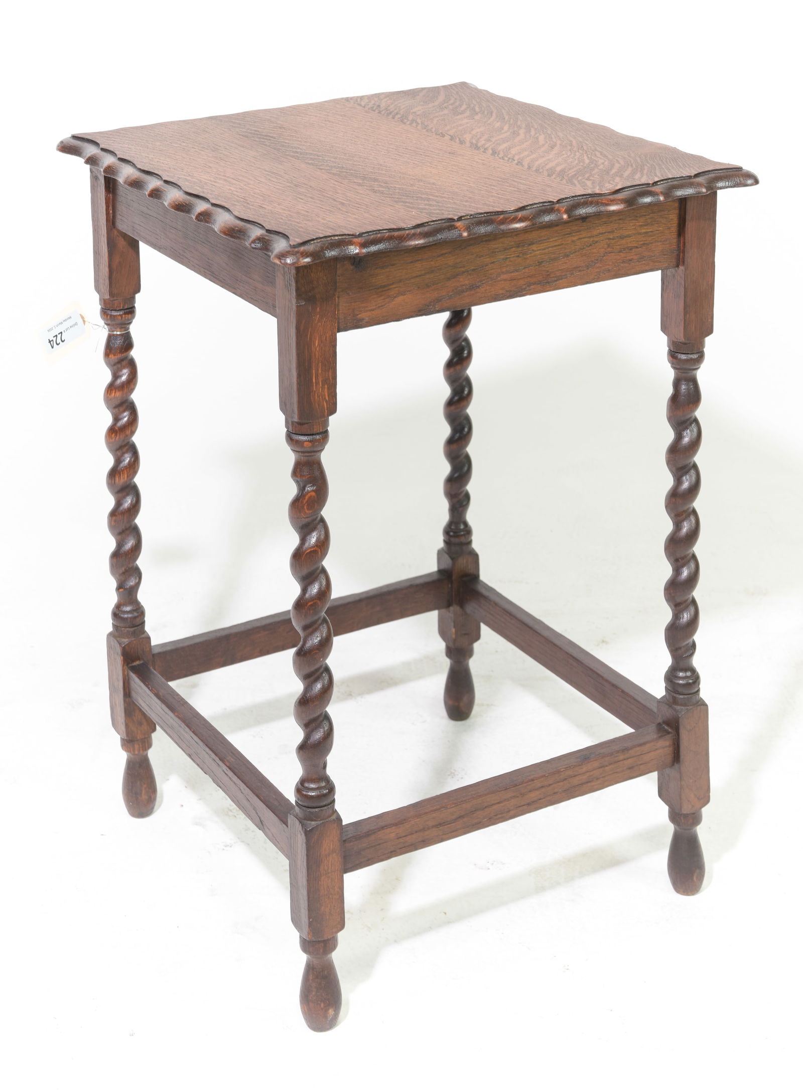 British Oak Barley Twist Square Lamp Table (1 of 2)