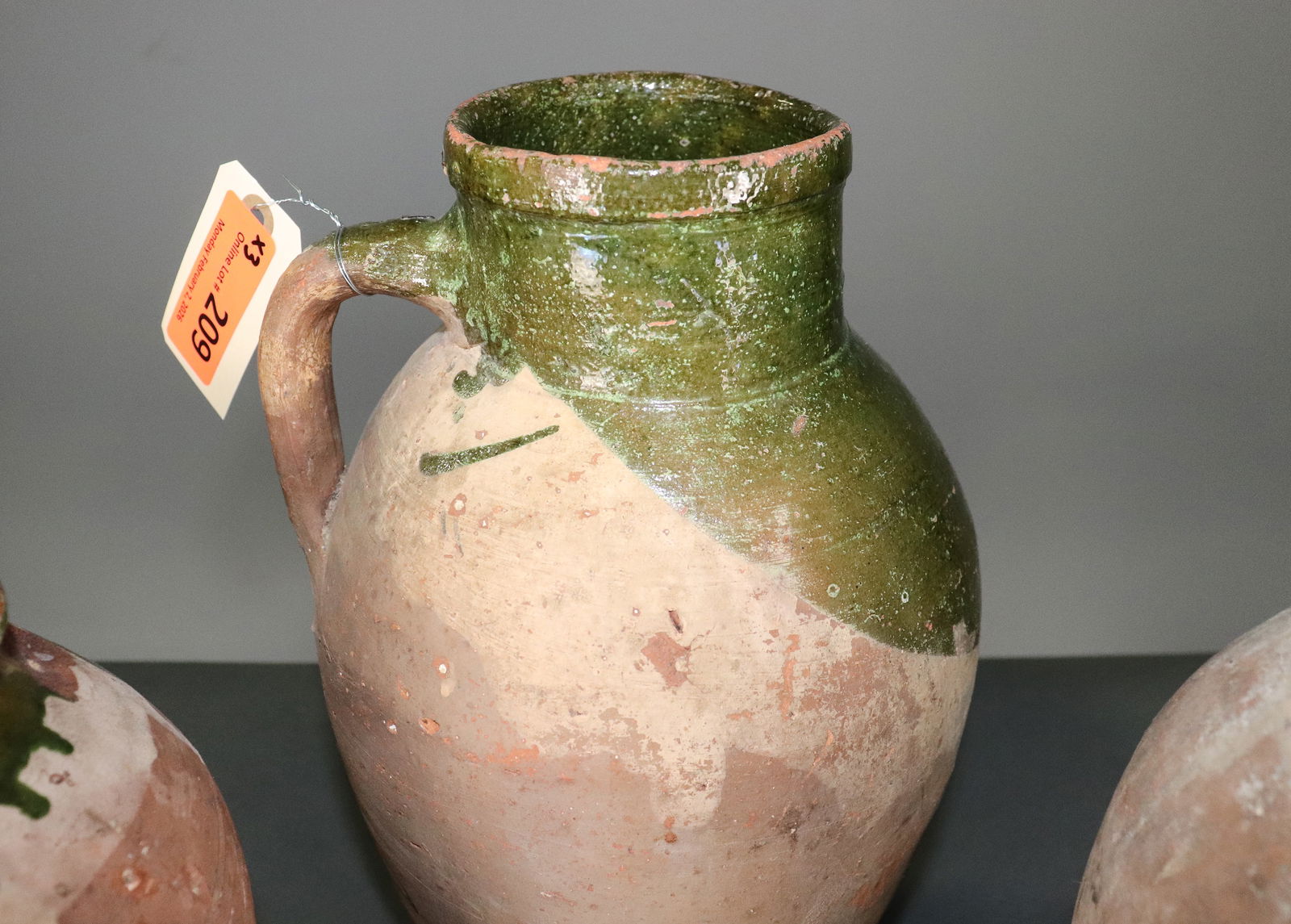 Three Green Glazed Olive Jars - 2