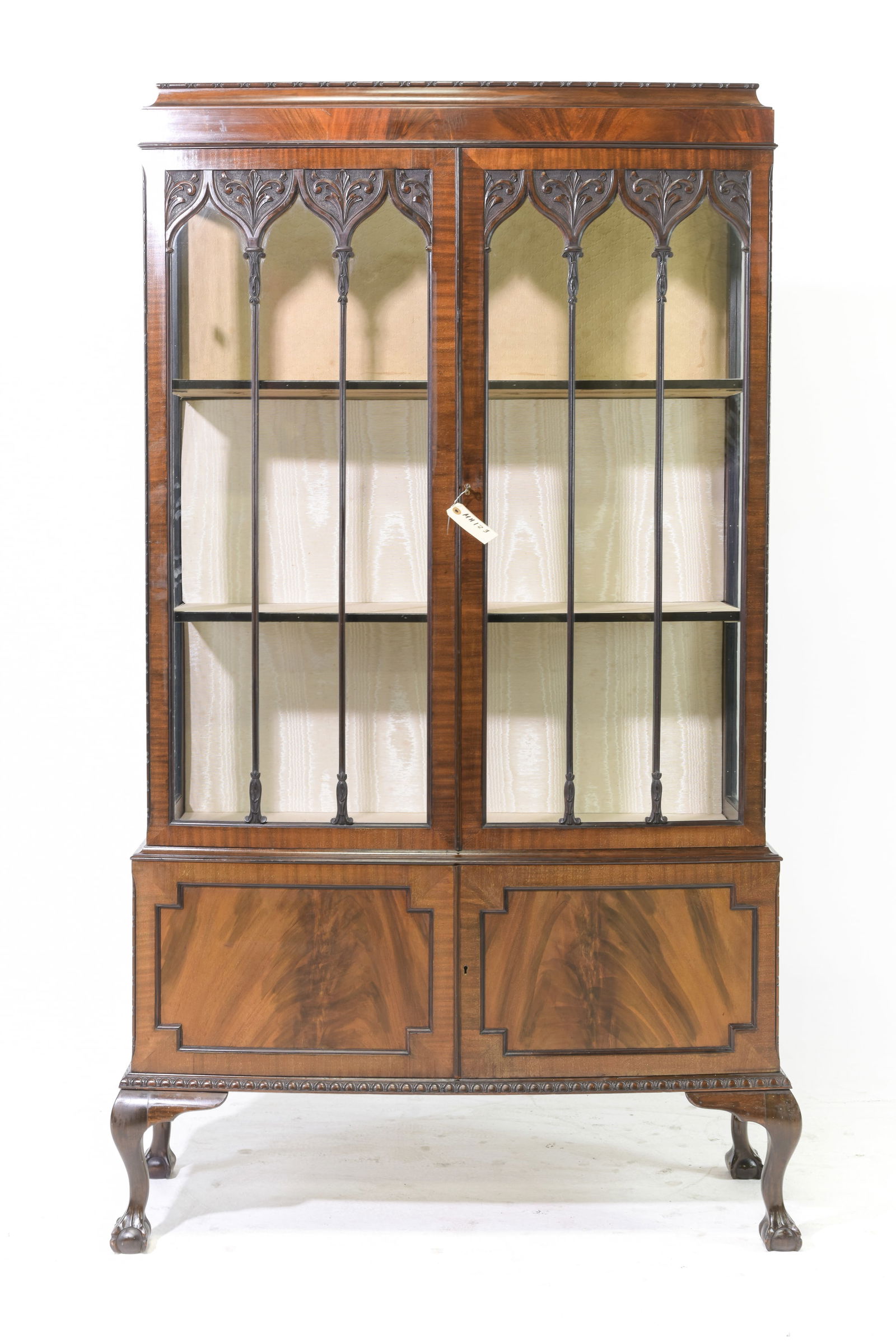 English Mahogany Ball & Claw Showcase / Vitrine: English Mahogany Ball & Claw Showcase / Vitrine - 70.5 in tall x 42 x 14.5