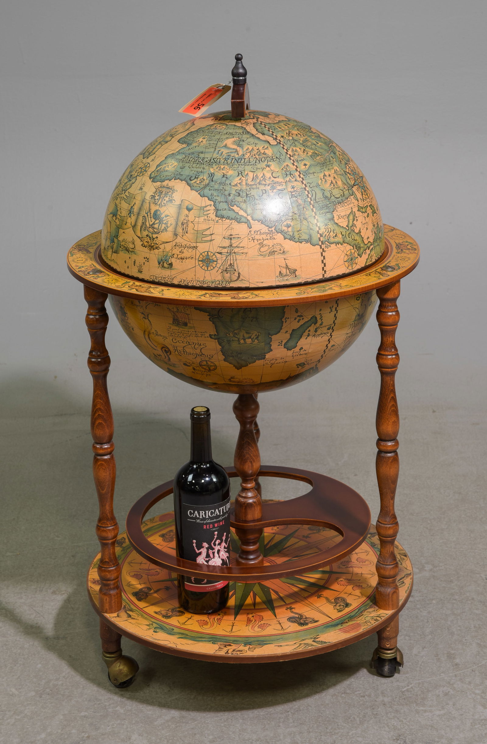 French Globe Cocktail / Bar Cart: French Globe Cocktail / Bar Cart - 27 in tall x 20 inch diameter