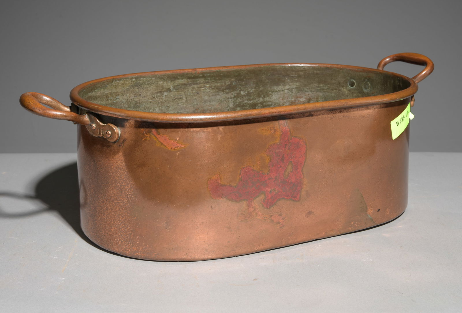 Polished Copper Roasting Pot: Polished Copper Roasting Pot - 7 in tall x 24 x 11.5