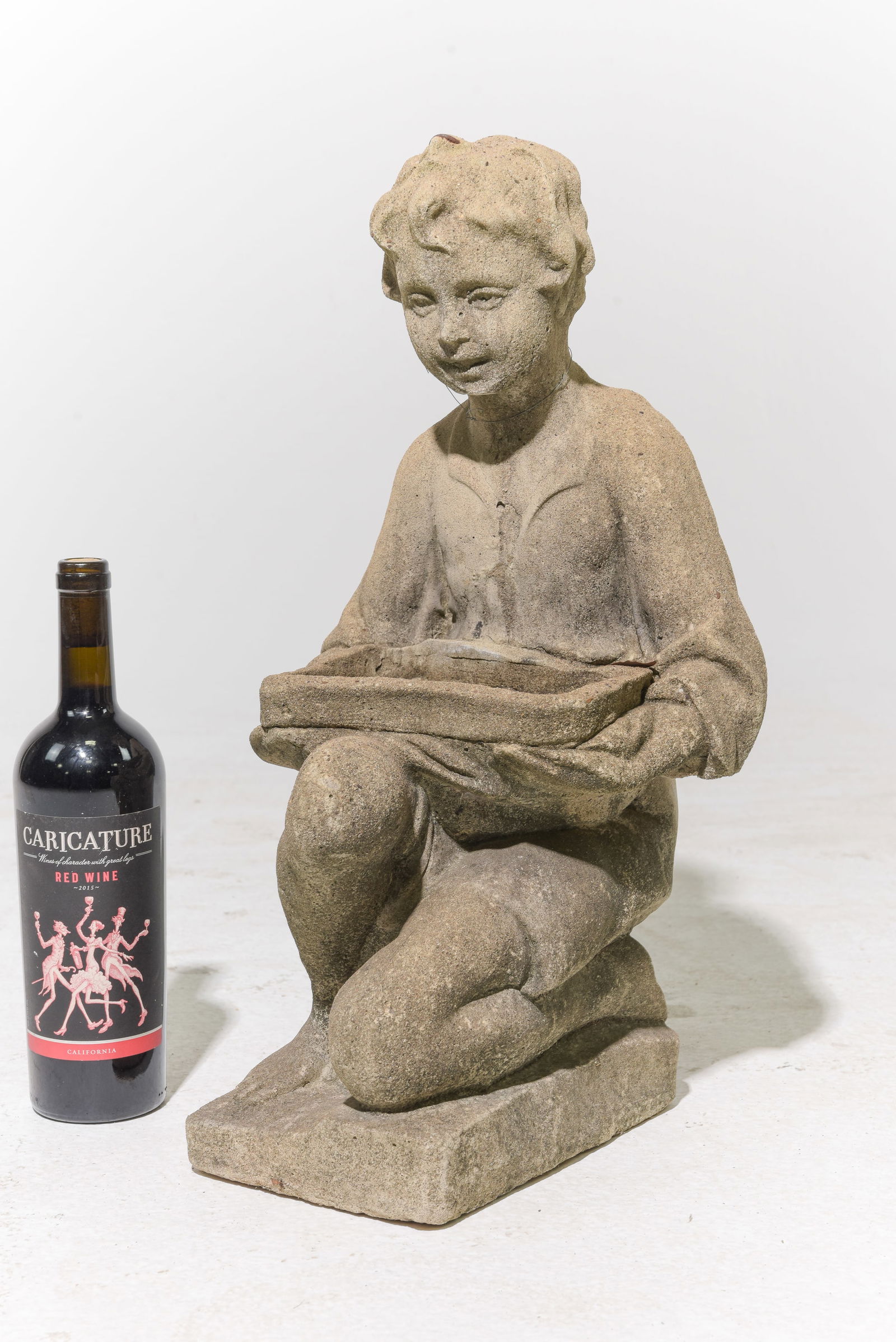 Cast Stone / Concrete Garden Statue - Girl with Tray (1 of 3)