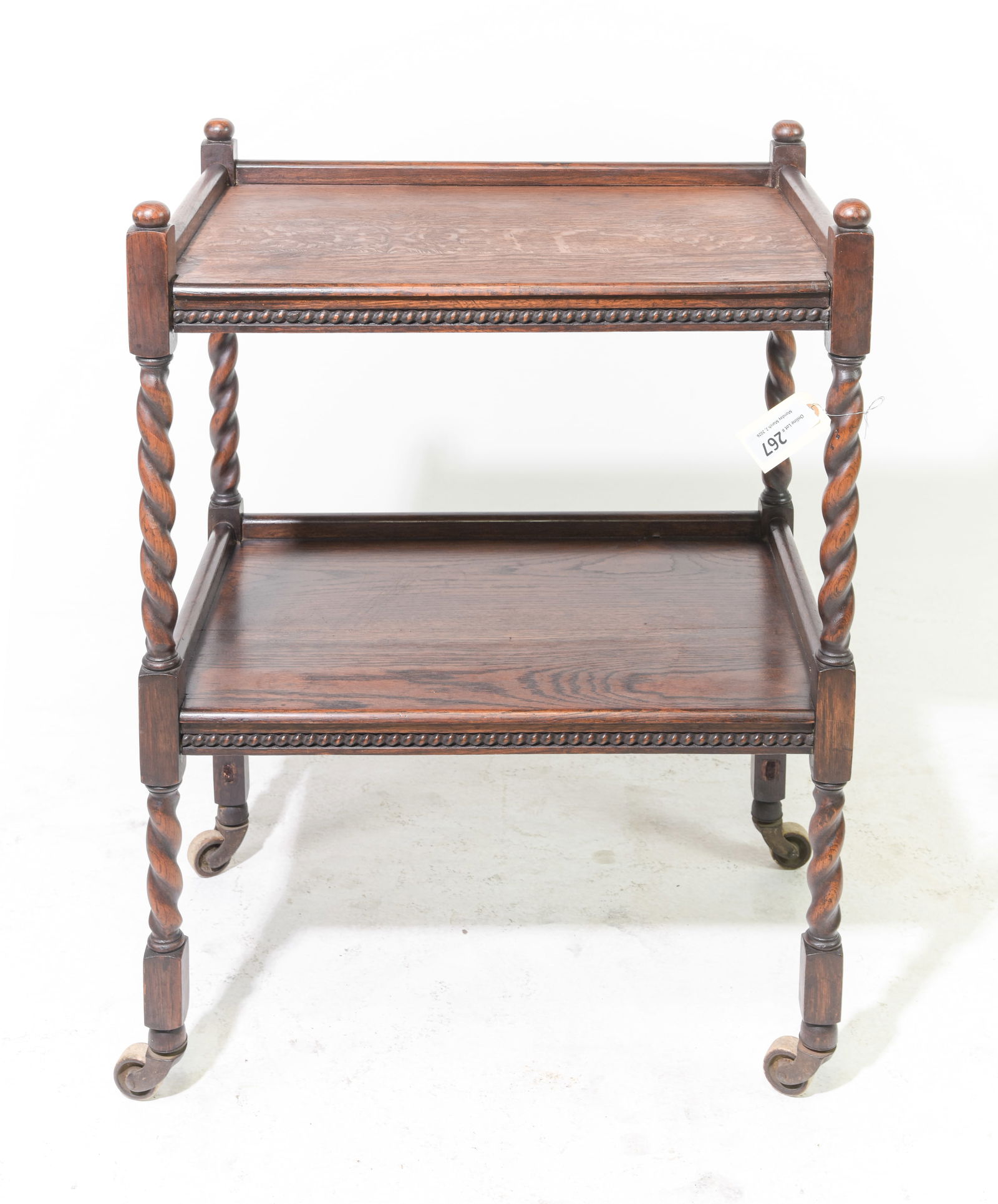 British Oak Barley Twist Two Tier Trolley (1 of 4)