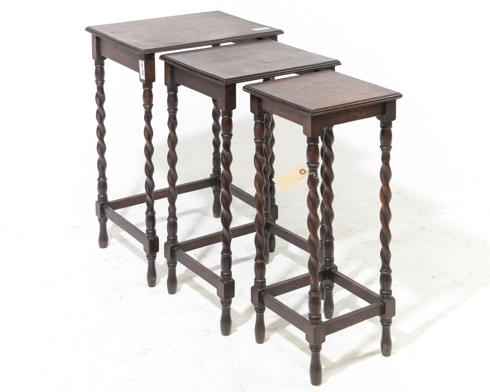 British Oak Barley Twist Nest of 3 Tables (1 of 4)