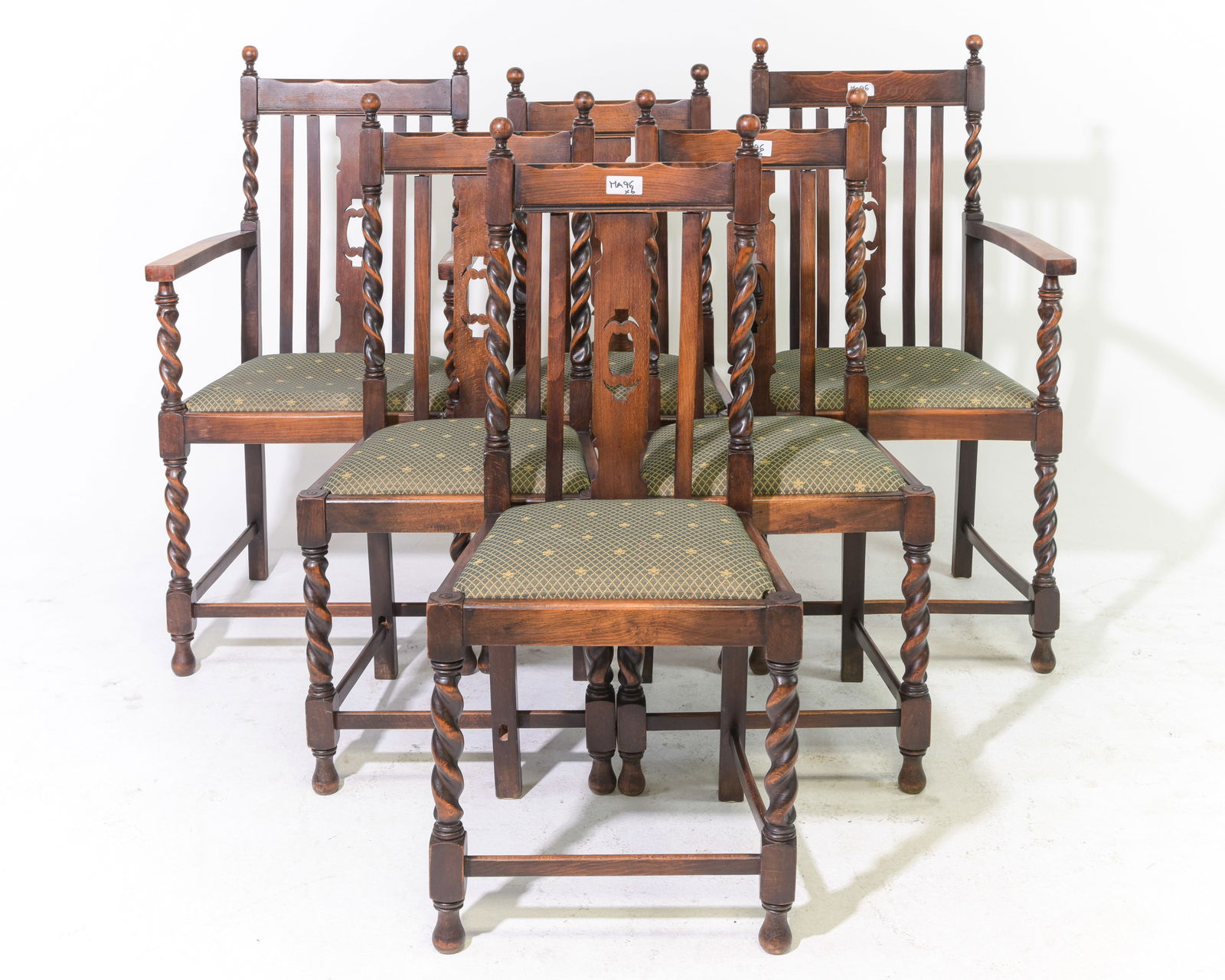 Set Of 6 British Oak Barley Twist Dining Chairs (1 of 5)