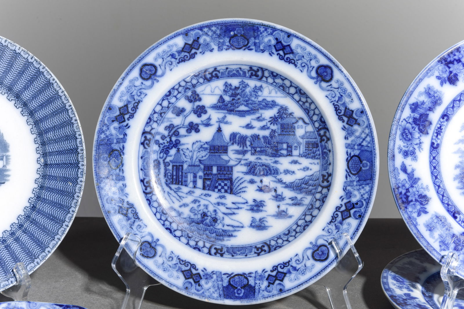 7pcs Assorted Flo Blue & White Plates - 2