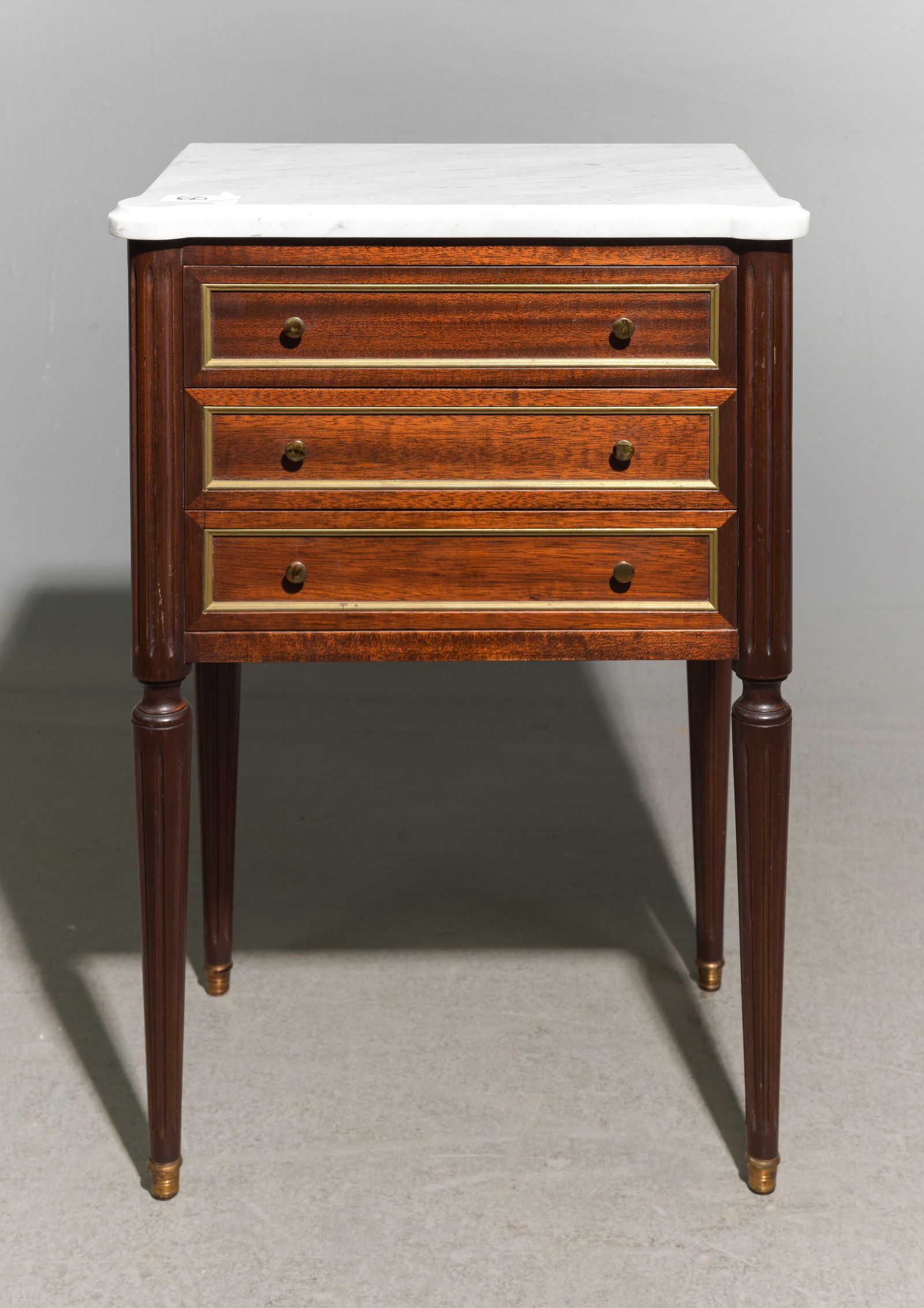Louis XVI Style White Marble Top Nightstand (1 of 3)