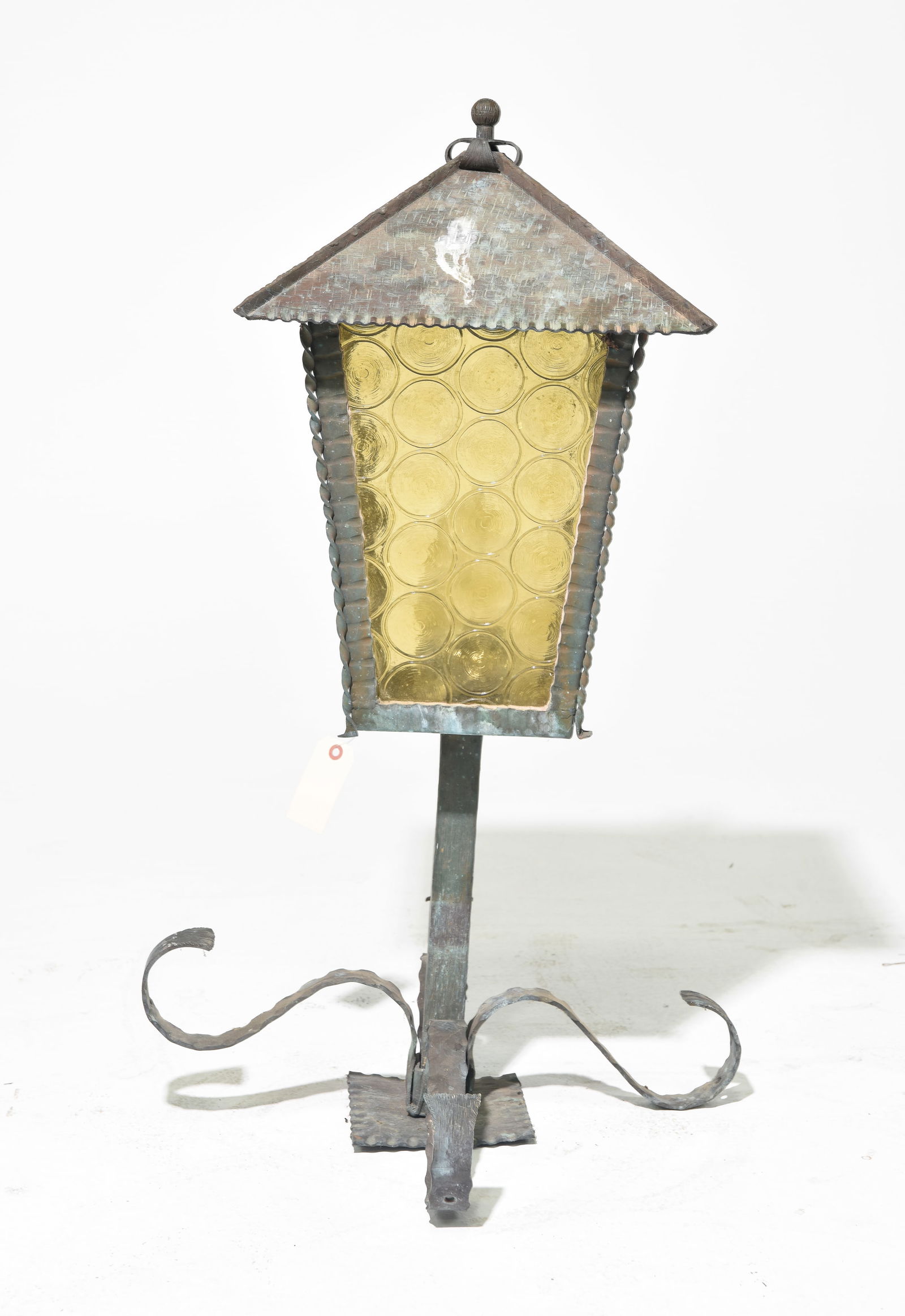 Danish Iron Lantern / Lamp with Stained Glass (1 of 4)