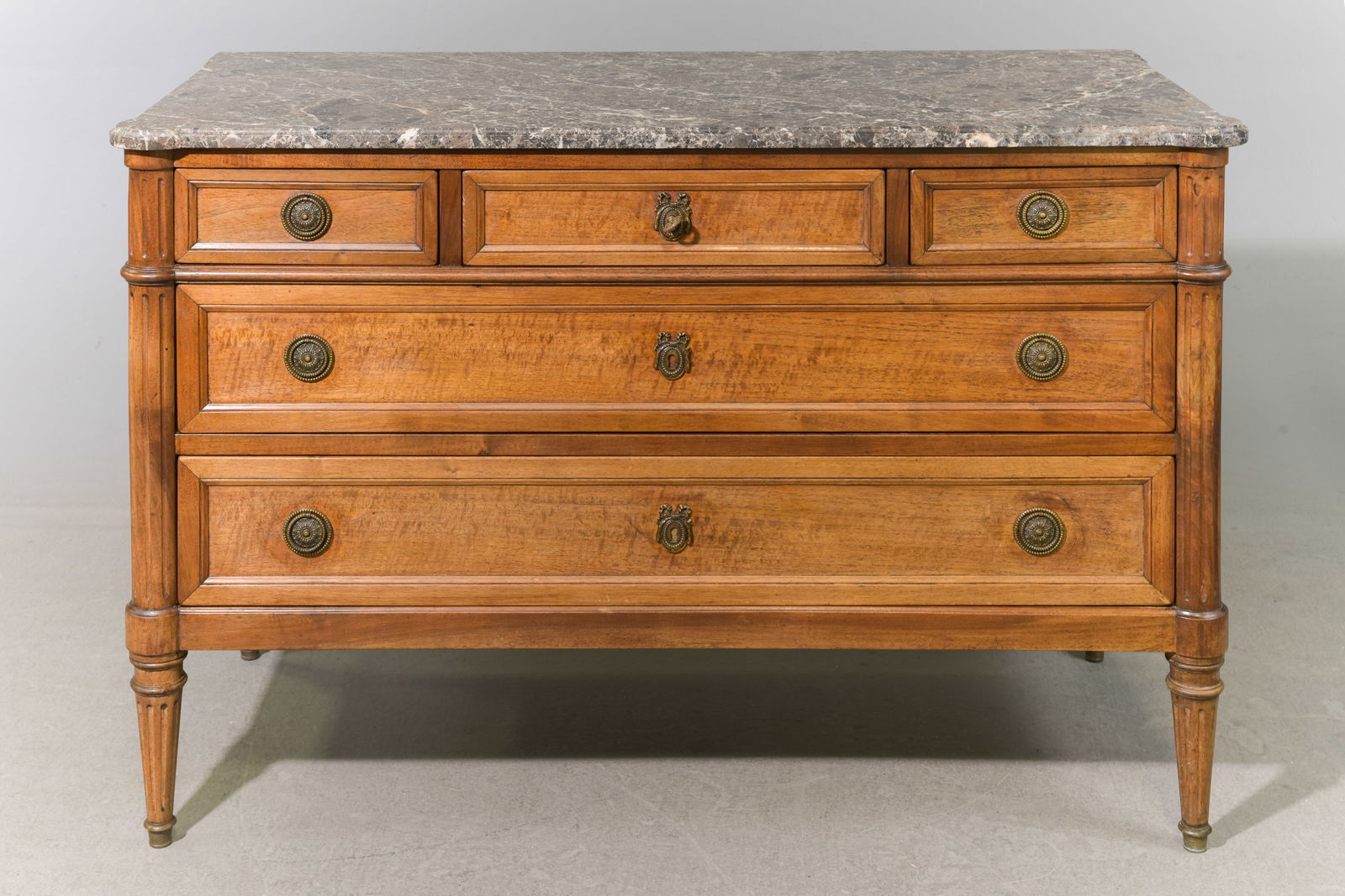 Louis XVI Style Marble Top 5 Drawer Chest #2 (1 of 5)