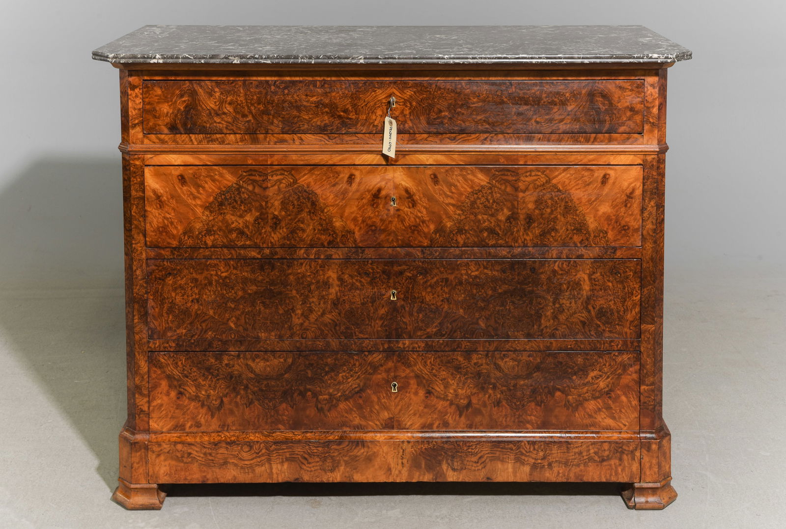 Louis Philippe Style Walnut Marble Top Chest (1 of 5)