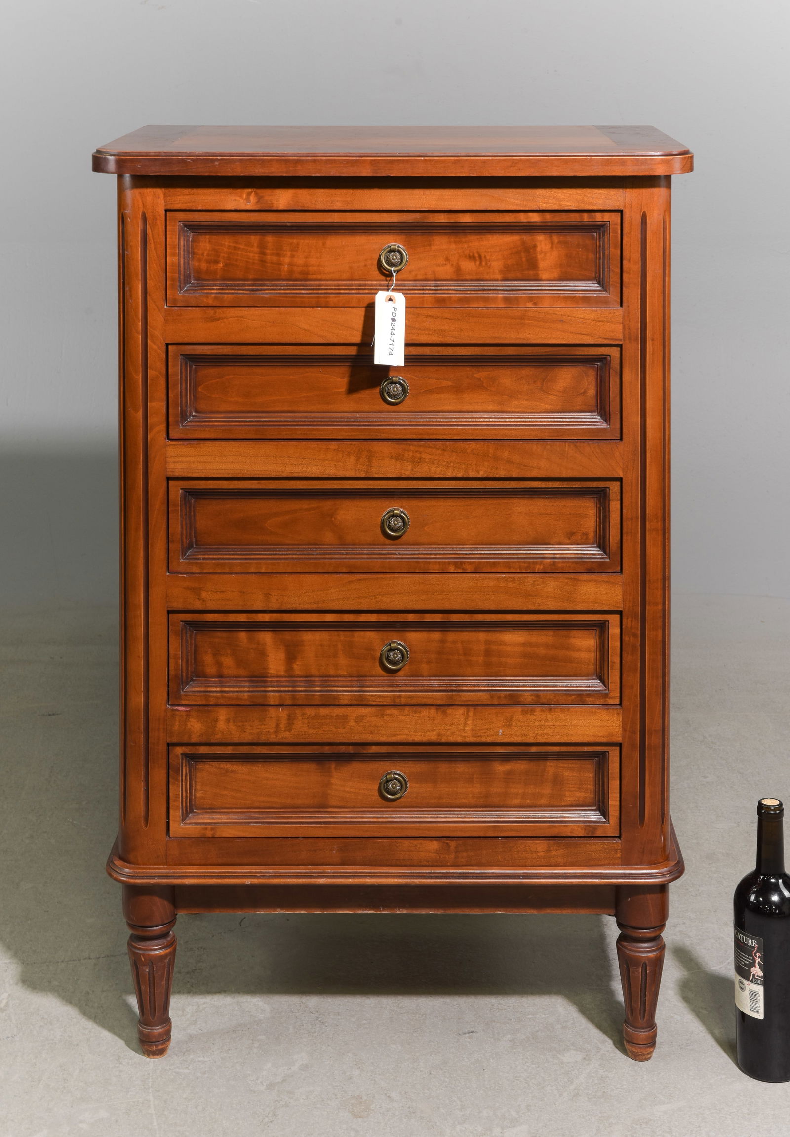 Louis XVI Style Cherry Five Drawer Chest (1 of 5)