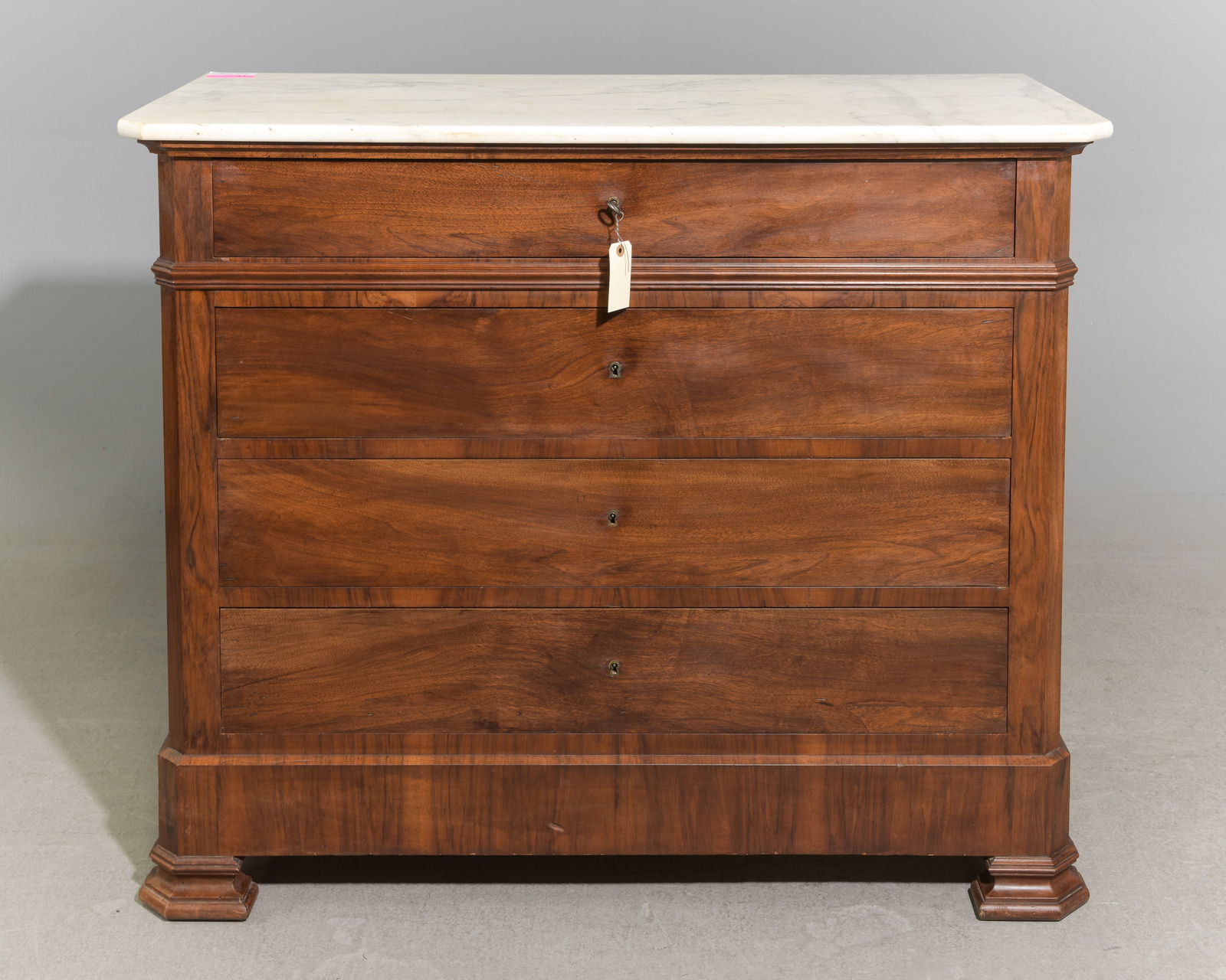 Louis Philippe Style White Marble Top Four Drawer Chest (1 of 5)