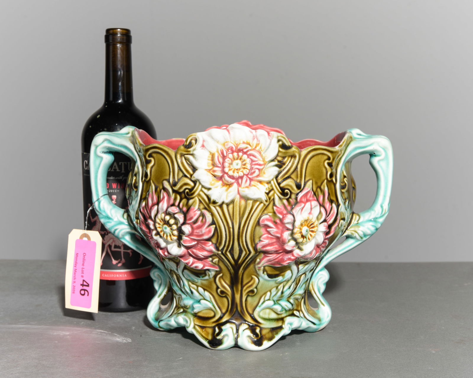 Onnaing Majolica Jardiniere / Planter - Floral #2 (1 of 4)