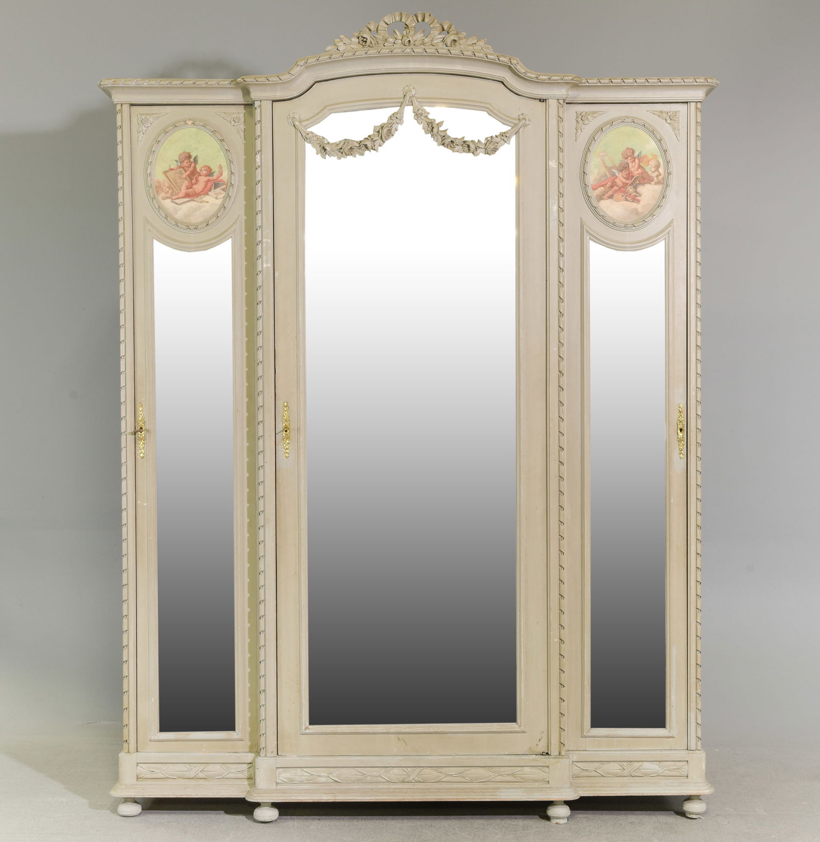 Louis XVI Style Painted Triple Door Armoire (1 of 9)