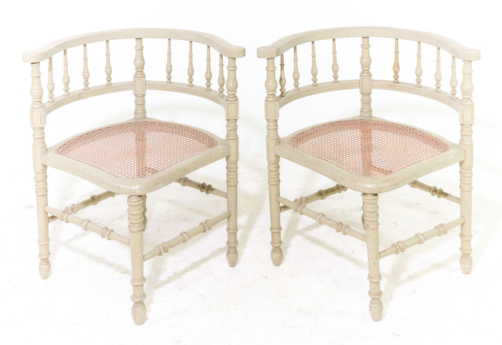 Louis XVI Style Painted Walnut Caned Corner Chairs (1 of 4)