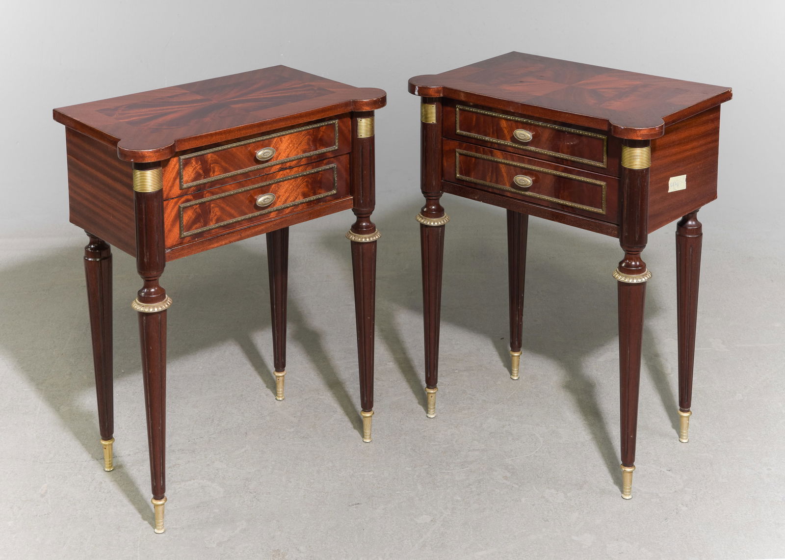 Louis XVI Style Pair of Mahogany Nightstands (1 of 4)
