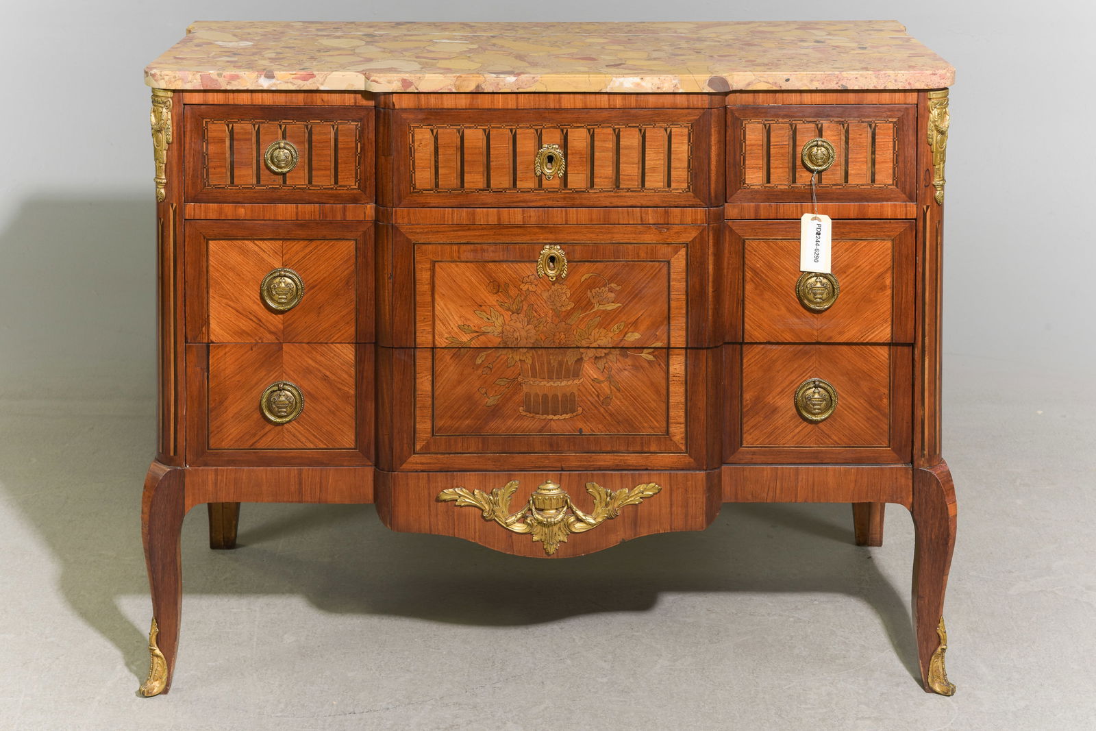 French Marble Top Inlaid Three Drawer Chest (1 of 6)