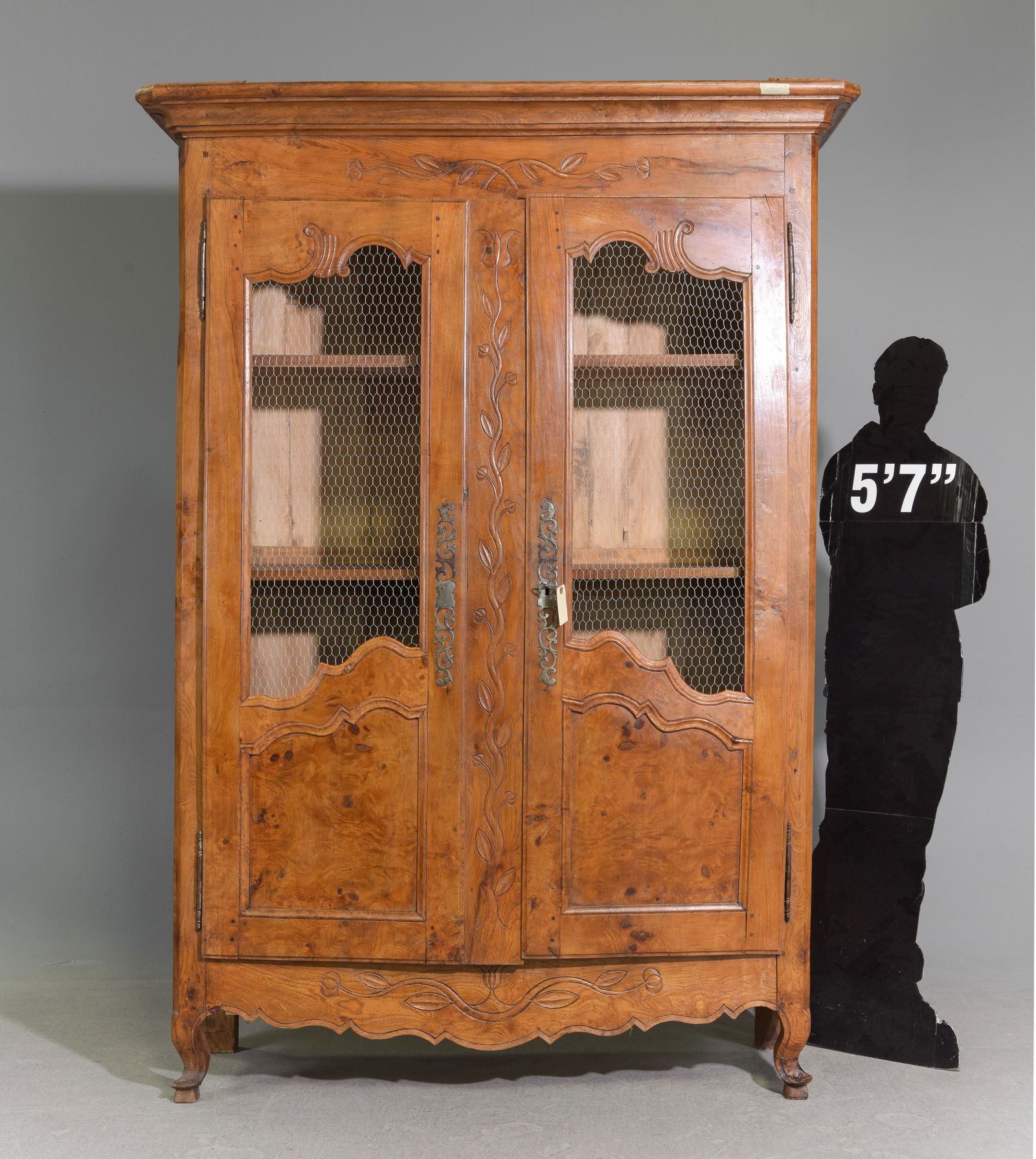 Louis XV Style Double Grilled Door Cupboard: French Louis XV Style Double Grilled Door Cupboard - 83.5 in tall x 60 x 21