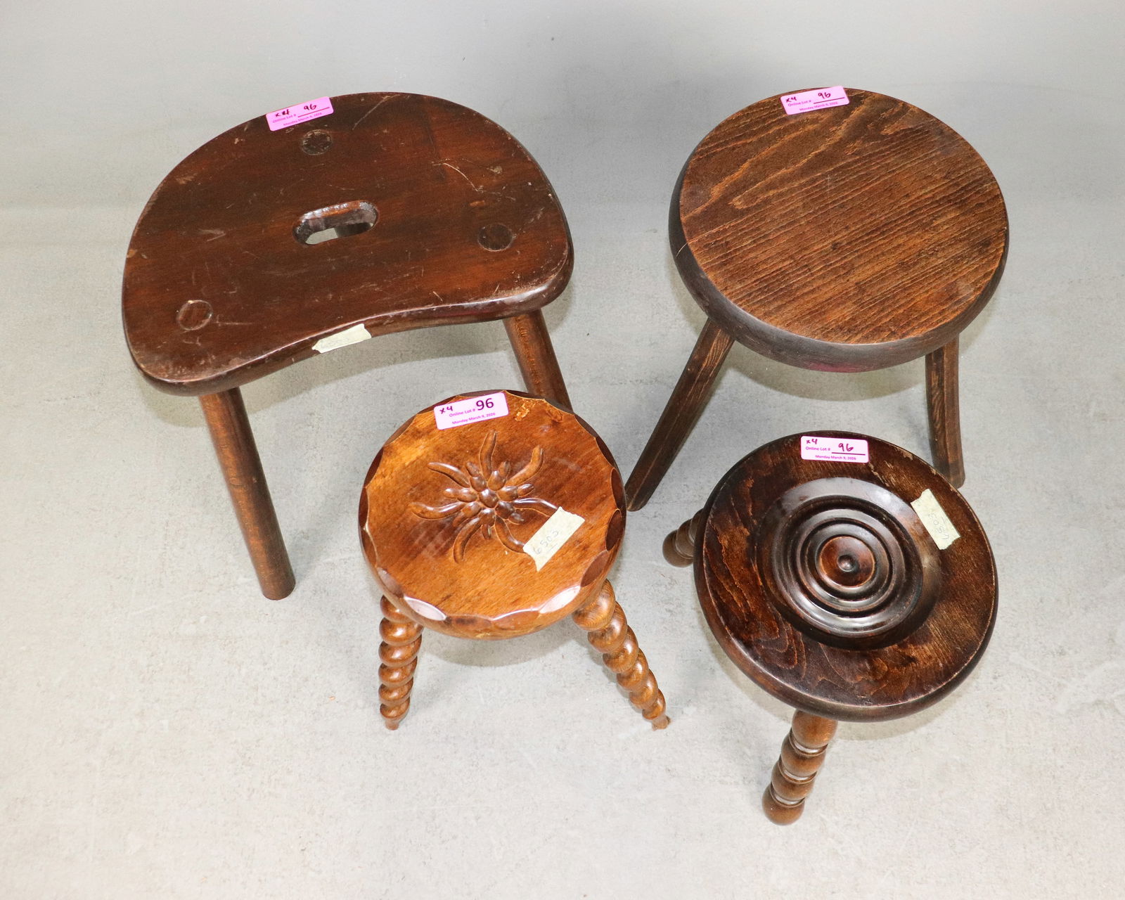 4 French Assorted Milk Stools - 2