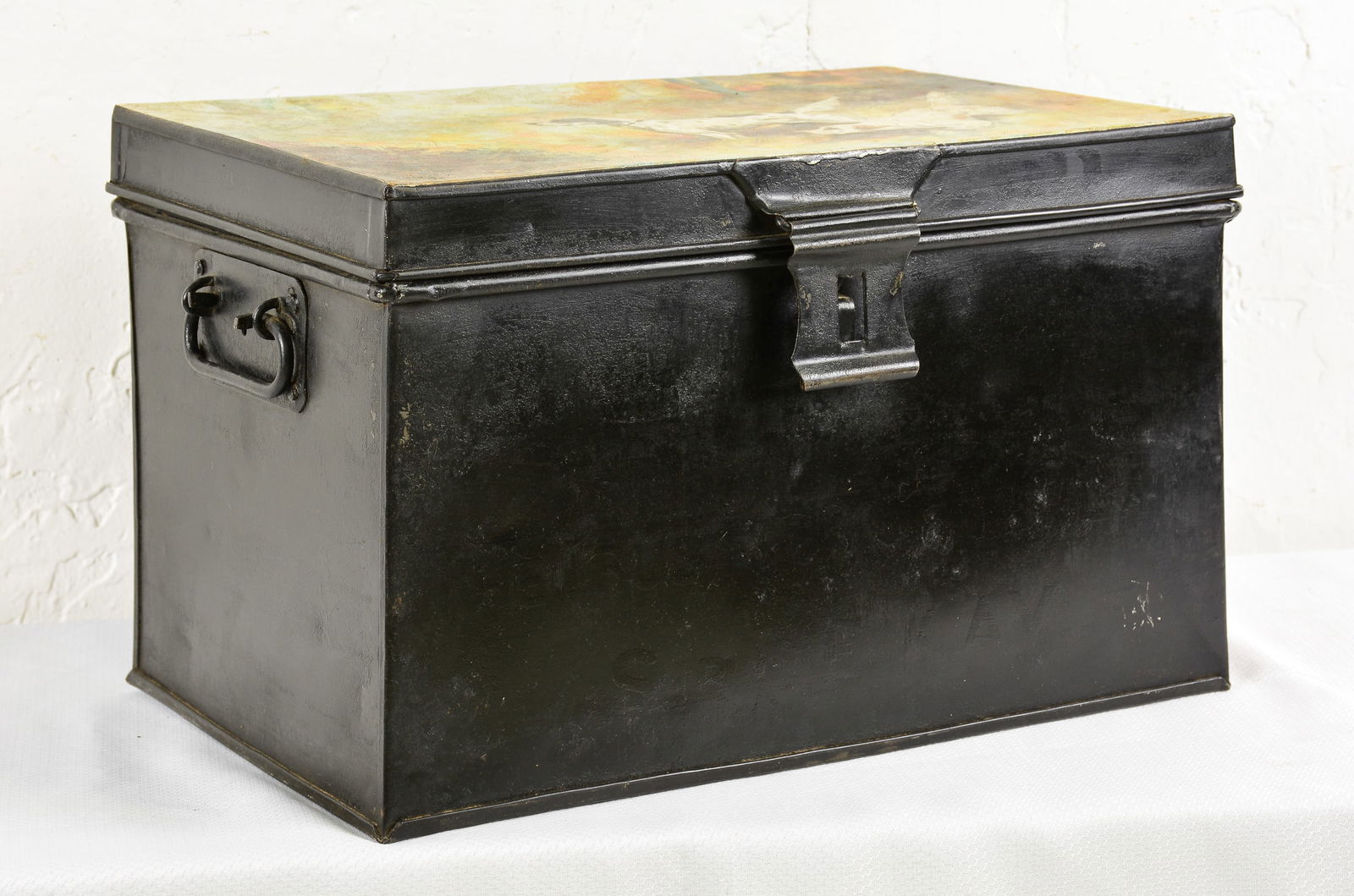 English Deed Box with Painted Top - Dogs: English Deed Box with Painted Top - Dogs