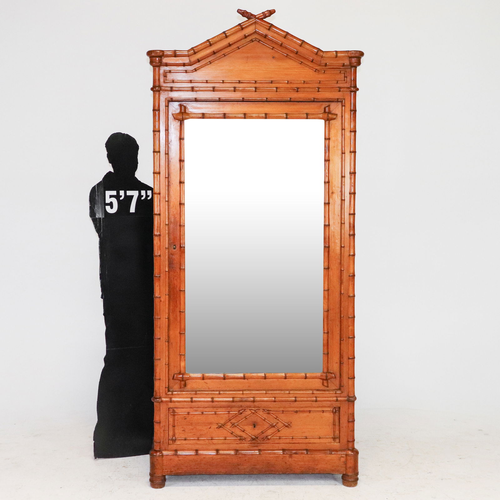 French Faux Bamboo Mirror Door Robe: French Faux Bamboo Mirror Door Robe - 87.75 in tall x 39.5 x 18