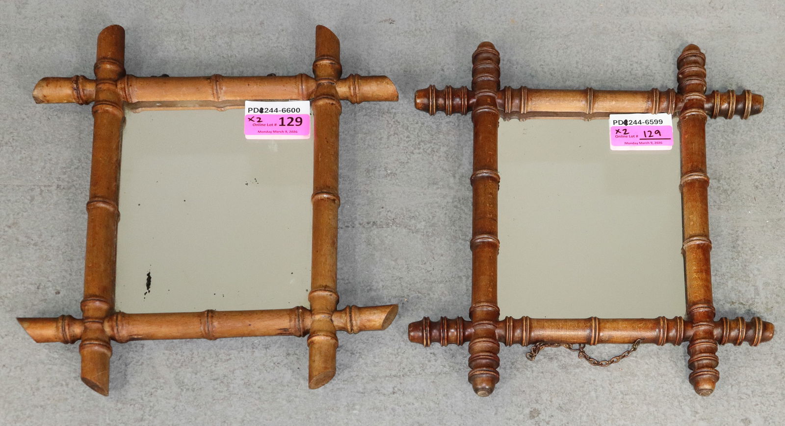 2 Small French Faux Bamboo Framed Mirrors #1 (1 of 4)
