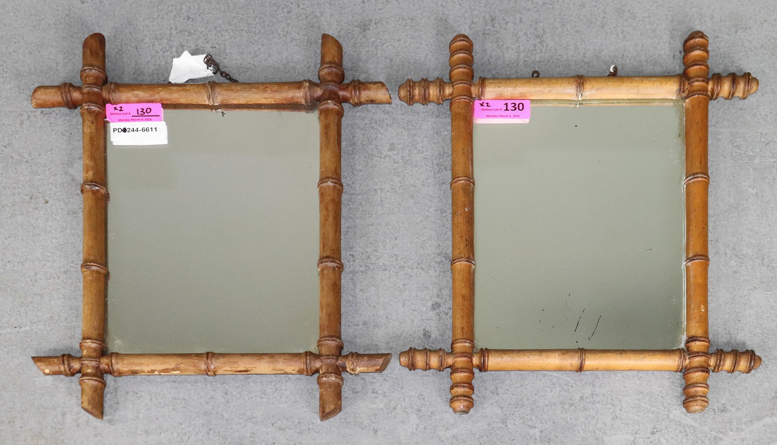 2 Small French Faux Bamboo Framed Mirrors #2 (1 of 3)