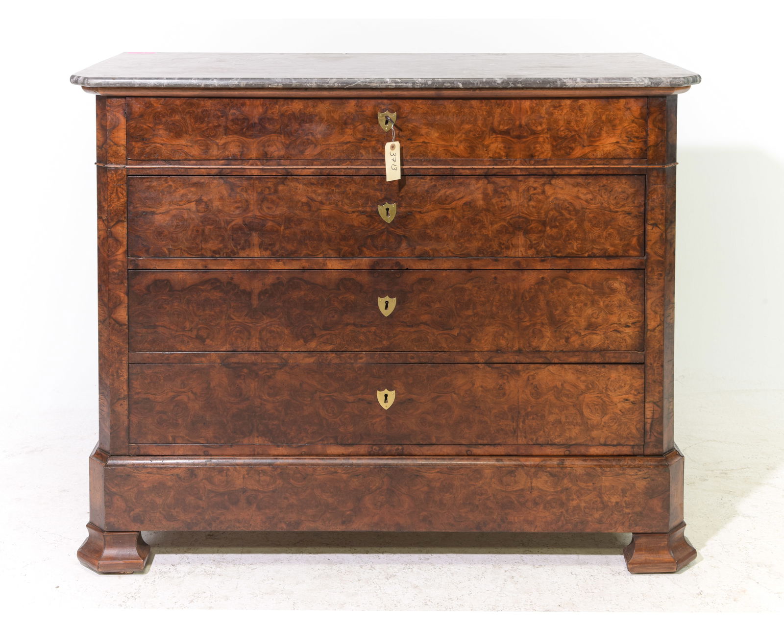 Louis Philippe Style Walnut Marble Top Chest (1 of 7)