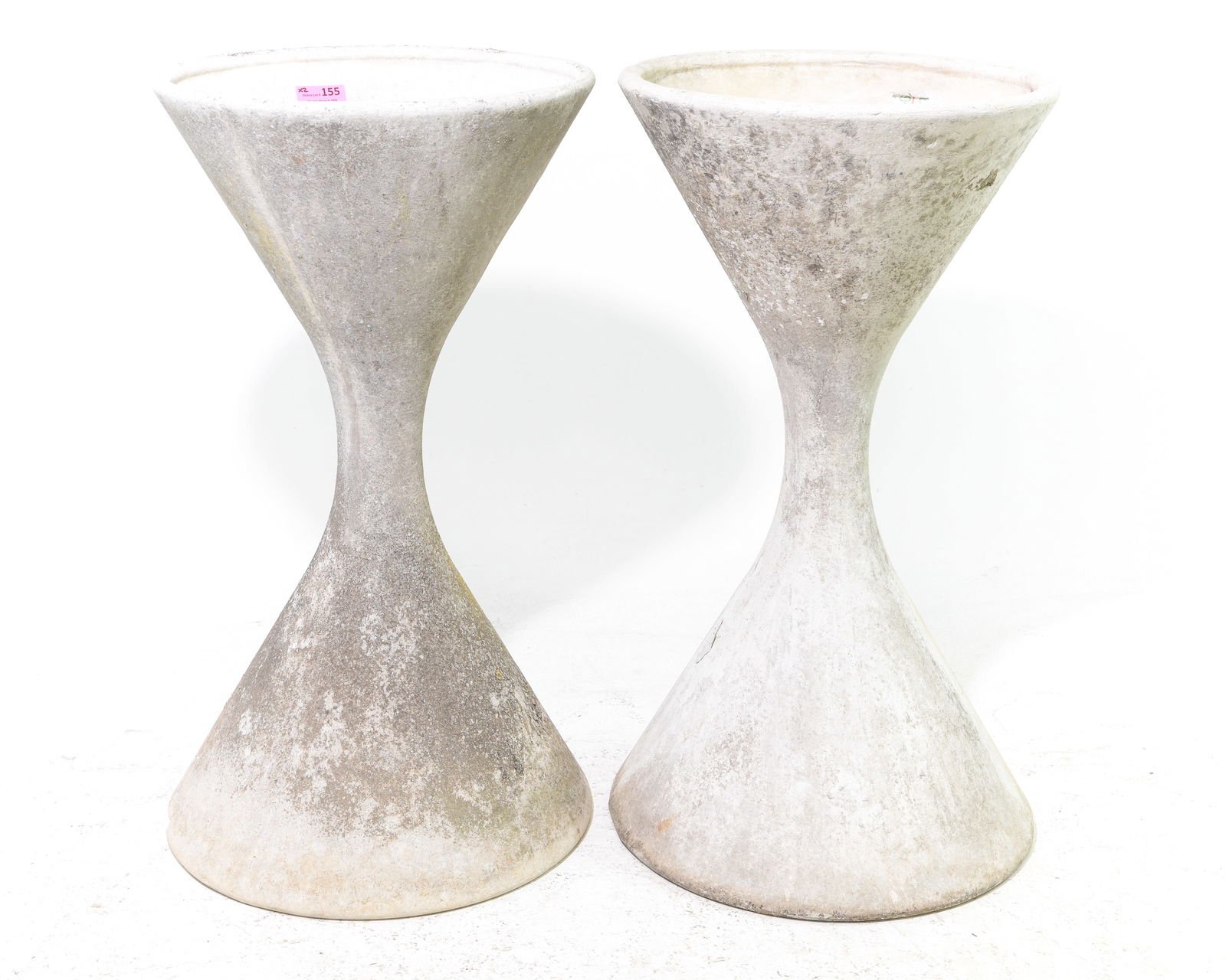 Willy Guhl - 2 Extra Large Diabolo Planters: Willy Guhl (1915-2004) - 2 Extra Large Diabolo Planters - 38 in tall x 21 in diameter - Much of Willy Guhl's work is crafted from either concrete or Eternit & made in Switzerland