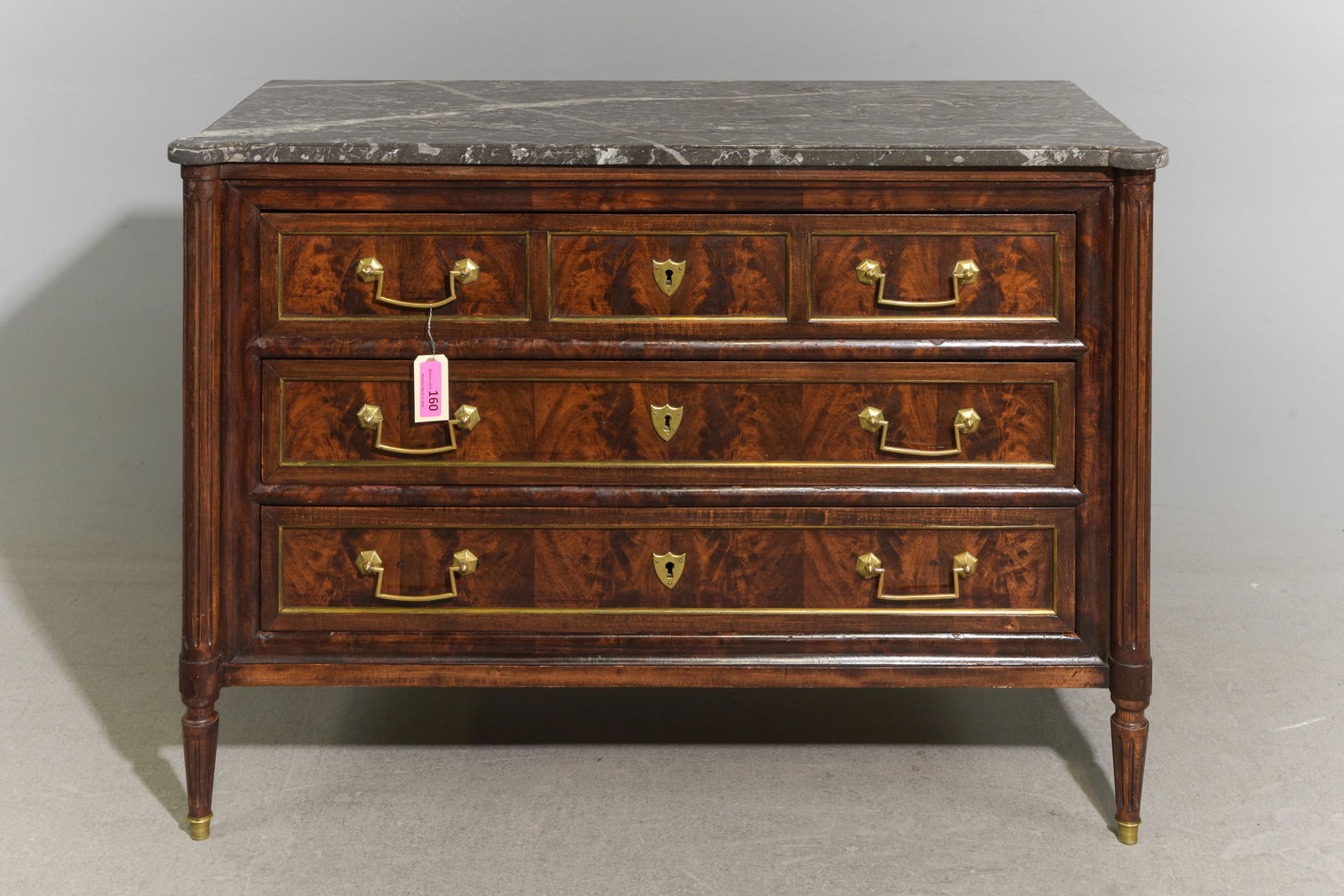 Louis XVI Style 3 Drawers Marble Top Chest (1 of 7)