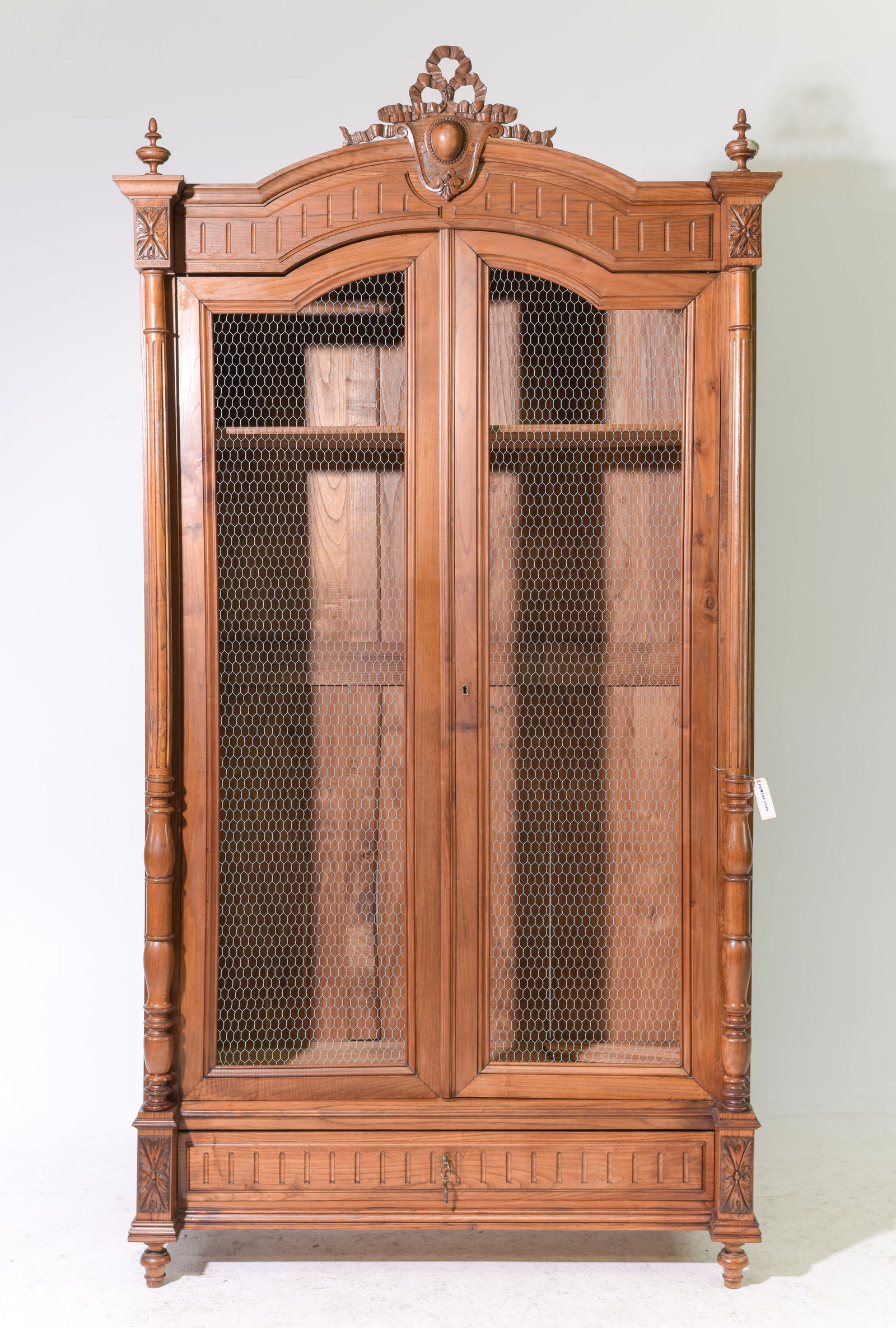 Louis XVI Style Double Grilled Door Armoire / Cupboard: French Louis XVI Style Double Grilled Door Armoire / Cupboard - 94 in tall x 46 x 21.5