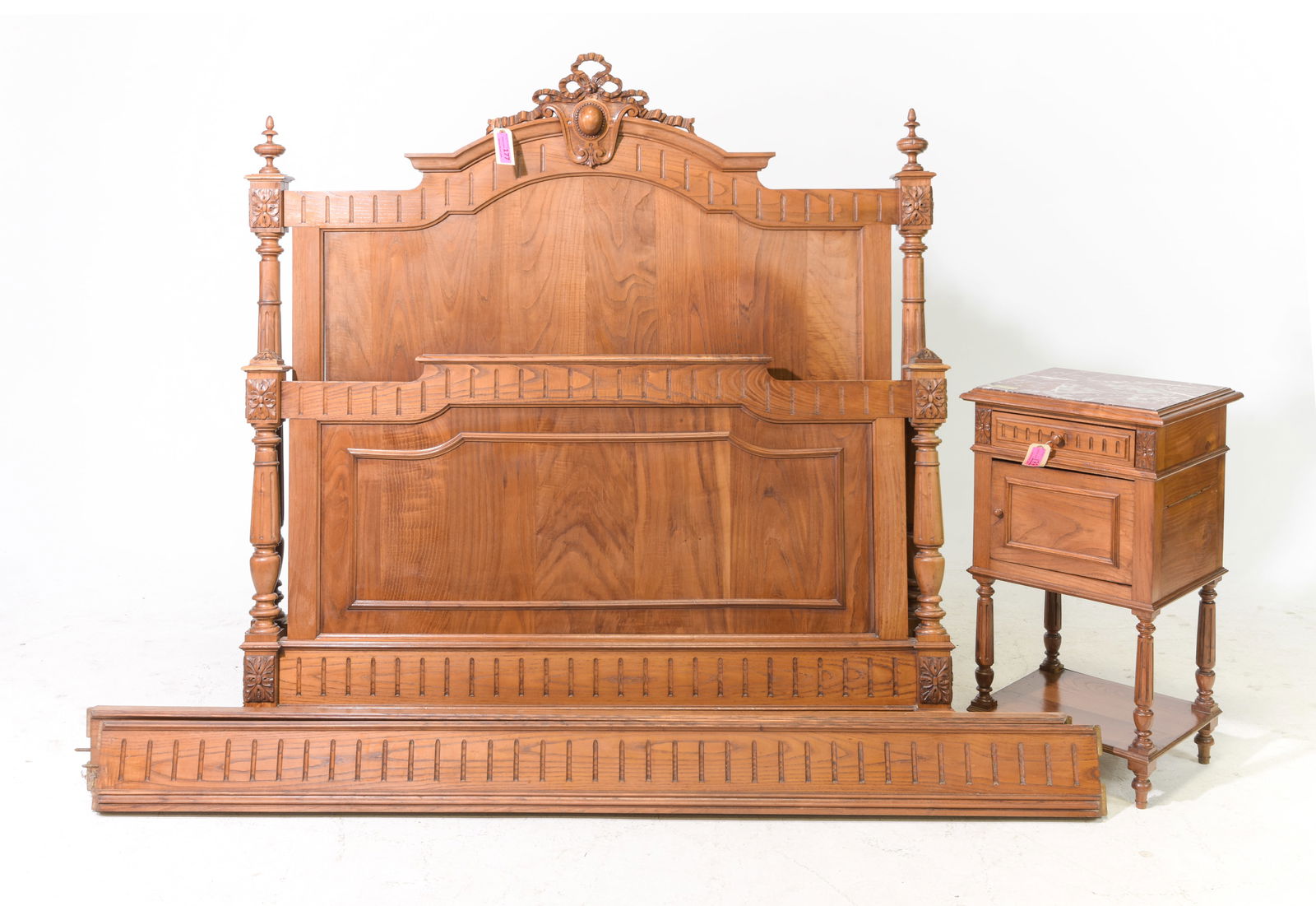 Louis XVI Style Bed With Nightstand & Rails (1 of 7)