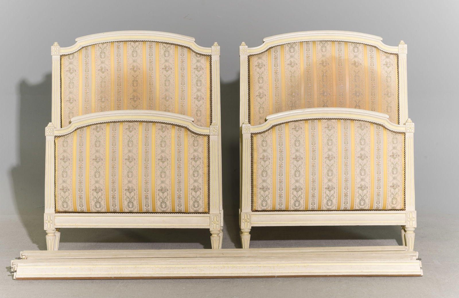 Two Louis XVI Style Painted "Twin" Beds with Rails (1 of 4)