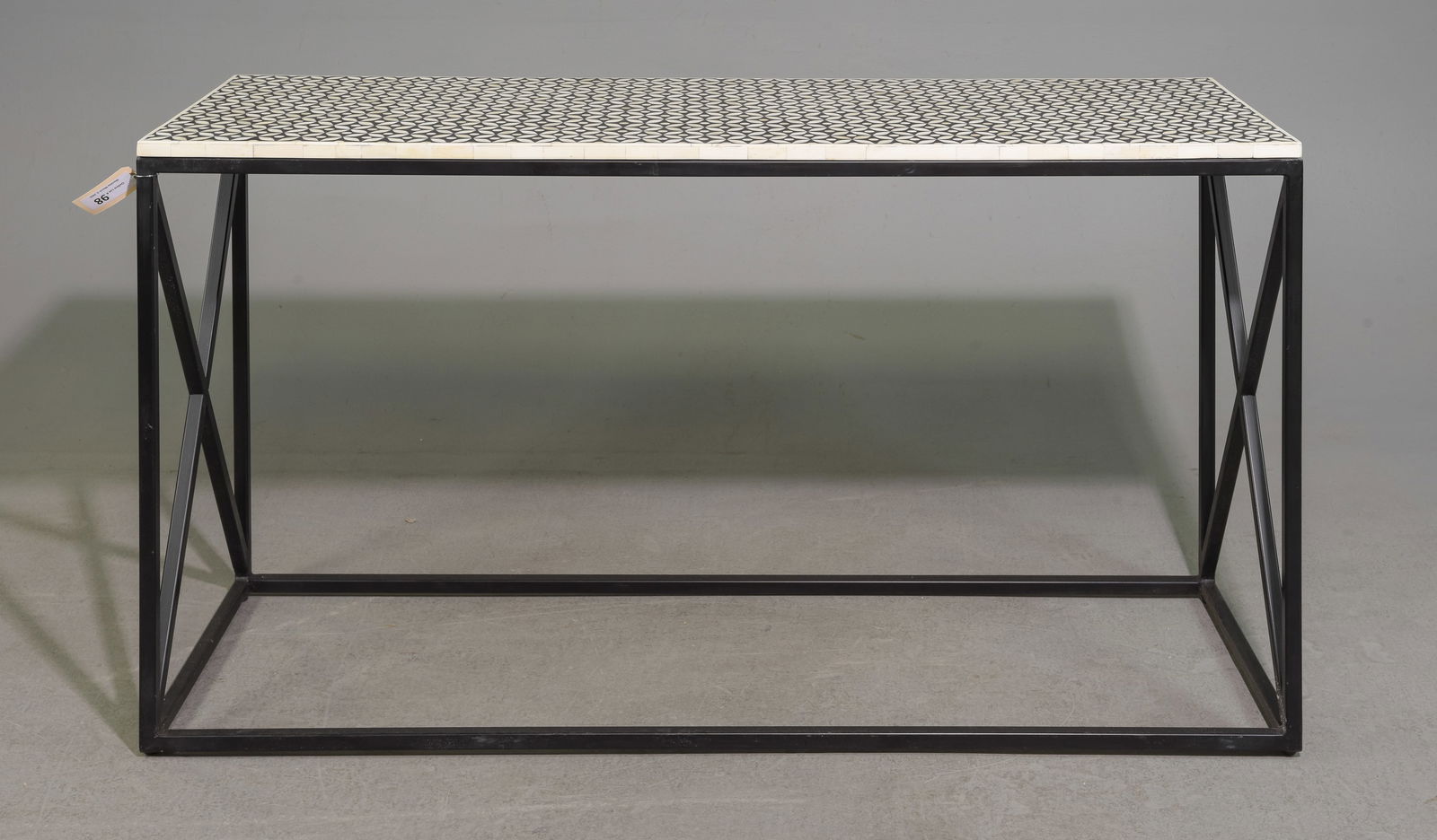 Modernist Bone Inlaid Metal Base Hall / Sofa Table #1 (1 of 4)